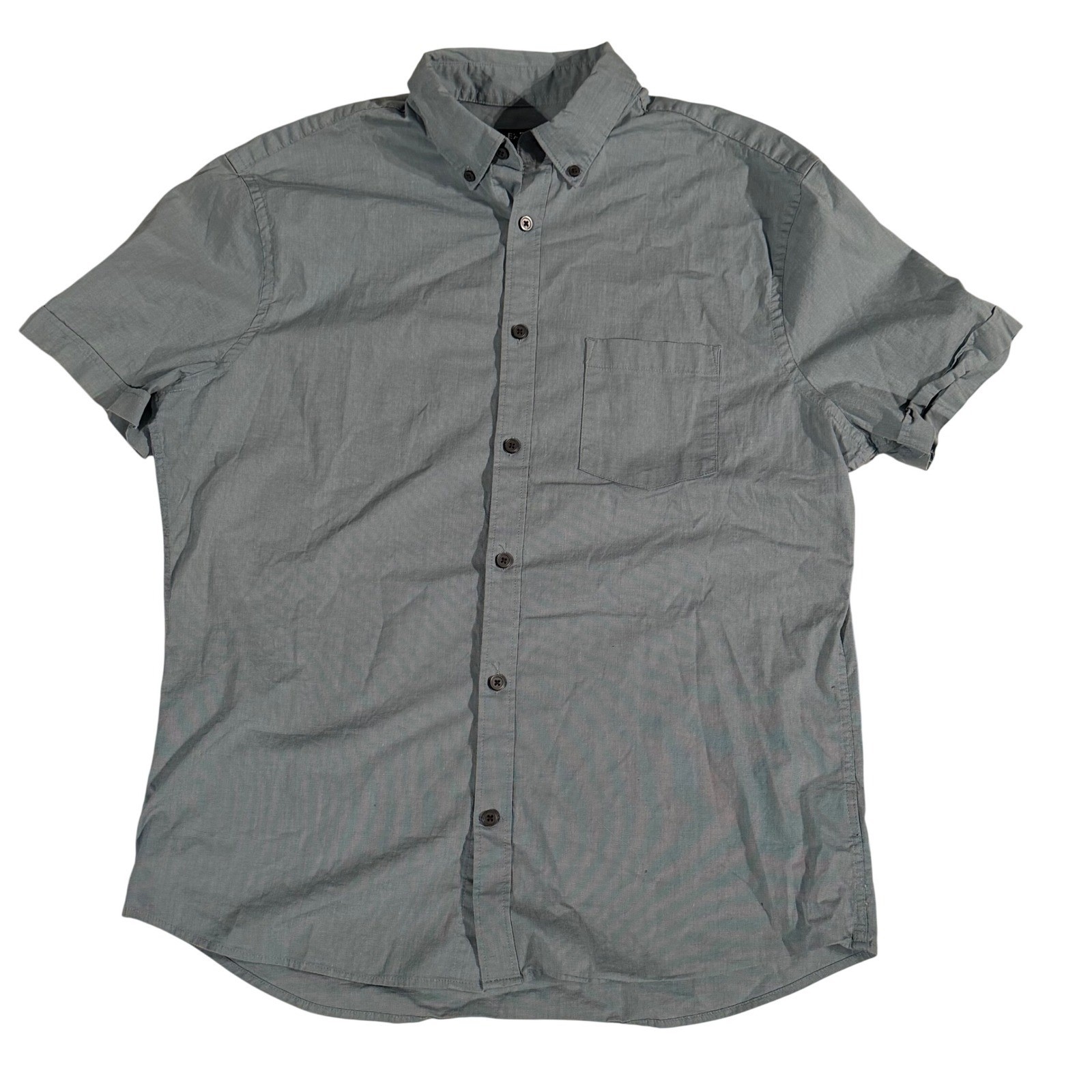 Express Men’s Sage Green Casual Academic Preppy Textured Cotton Blend Shirt Sz M