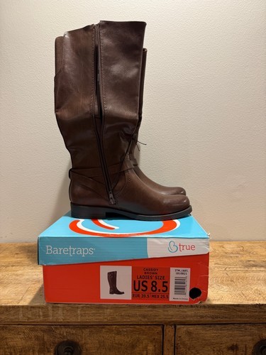 BareTraps Cassidy Riding Boot Womens Size 8.5 Brown Faux Leather Zip NIB