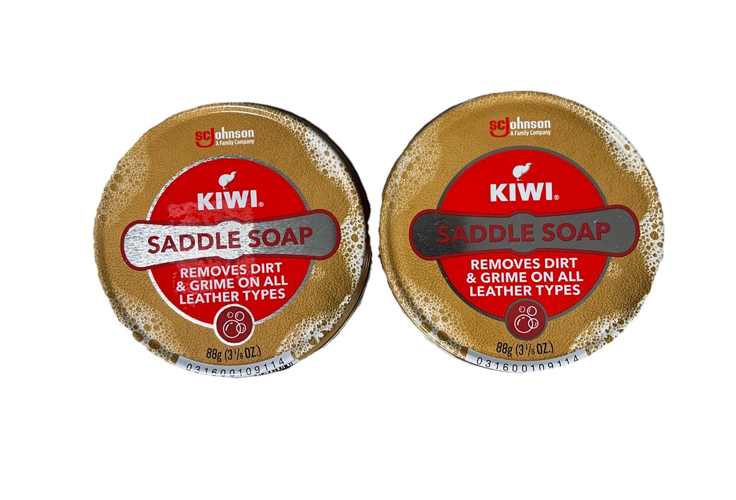 2x Kiwi Saddle Soap 3 1/8 oz Tin Leather Cleaner Preserver