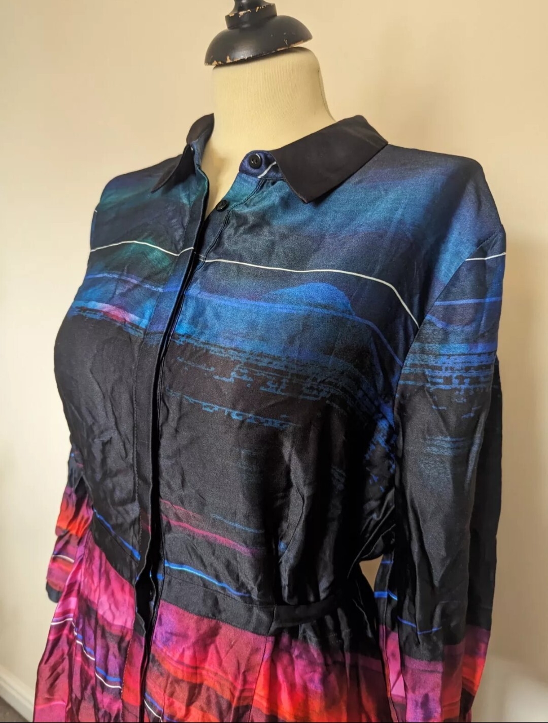 Phase Eight BNWT RRP£110 Sena Satin Abstract Print Dress Size UK12 L Ribbon Bow