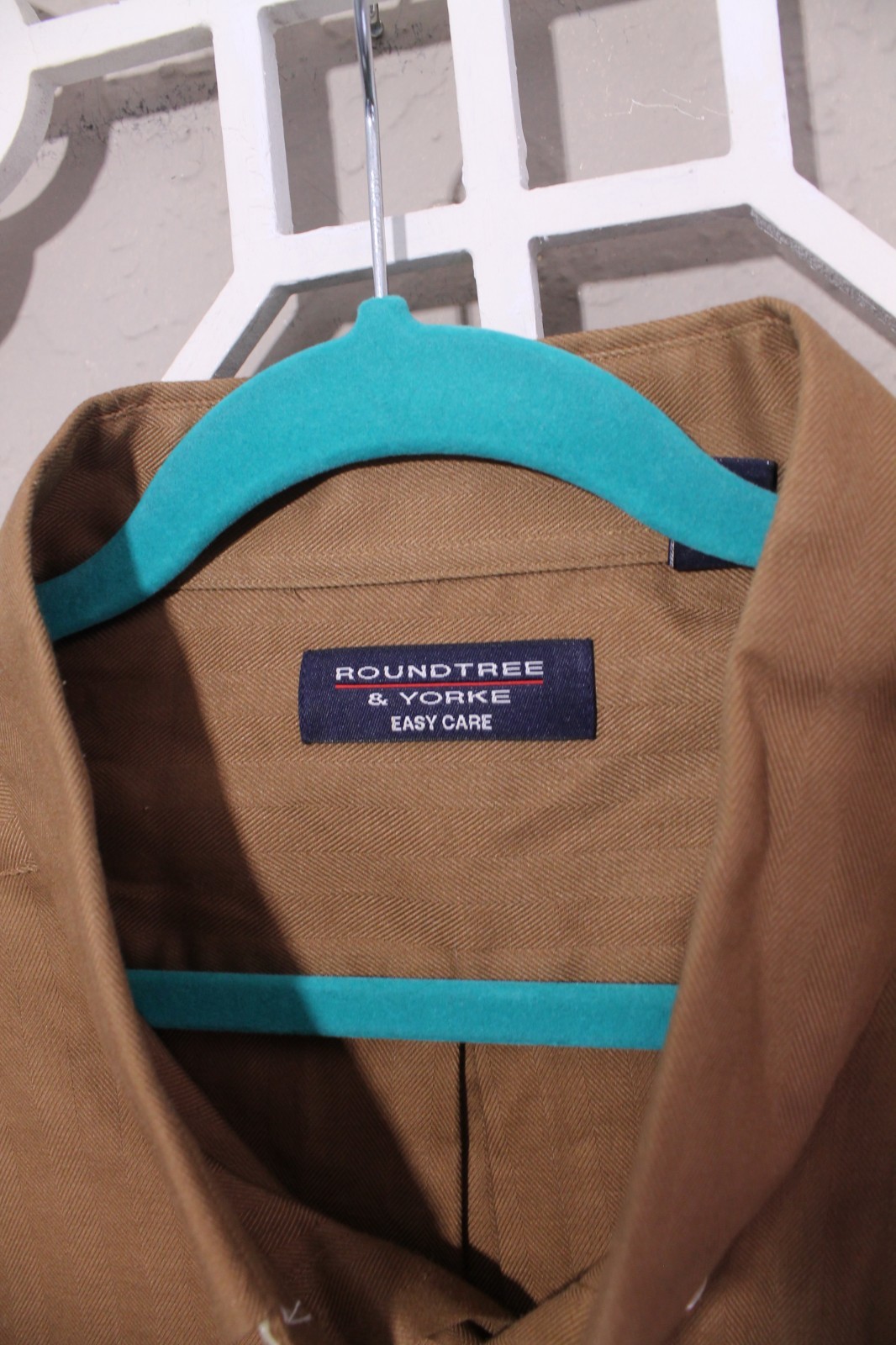 Roundtree & Yorke Button Up Shirt Mens 4X Brown Casual Preppy Oxford Pocket Men
