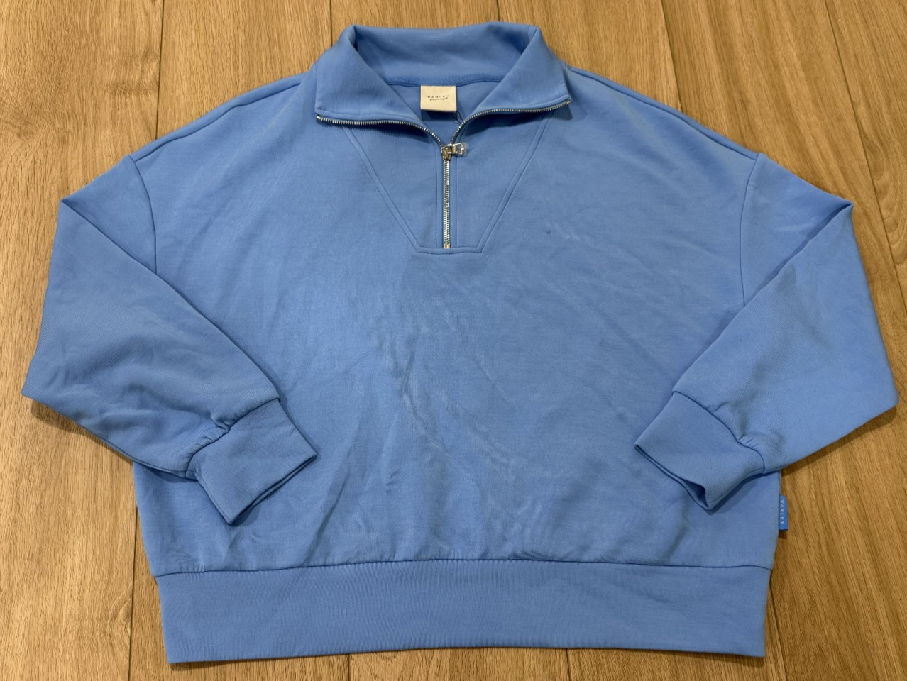 Varley Womens Hawley Half Zip Sweatshirt Double Soft Blue Size L New w/ Defects