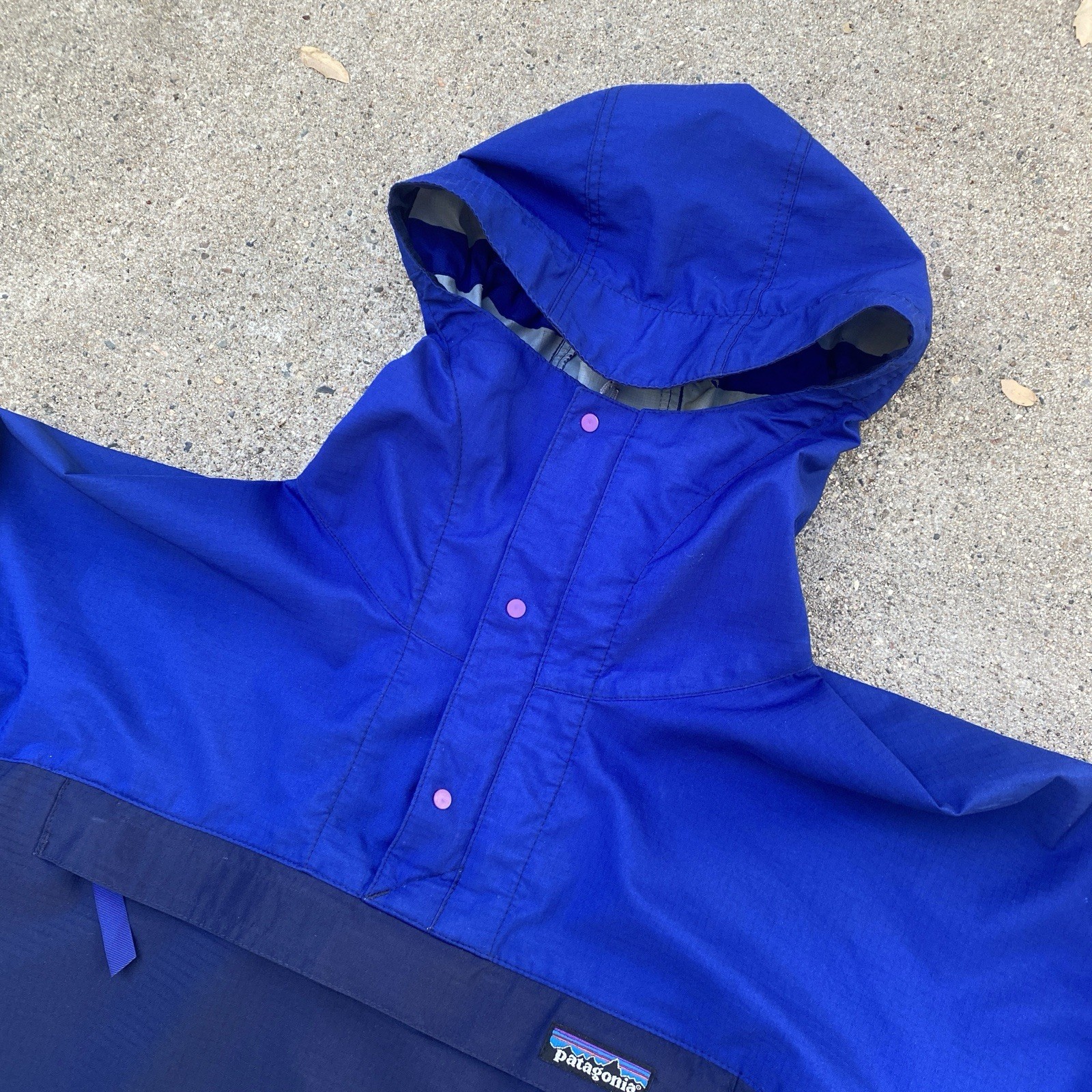 Vintage Patagonia Jacket Windbreaker Parka Blue Size Medium Ripstop Anorak 90s