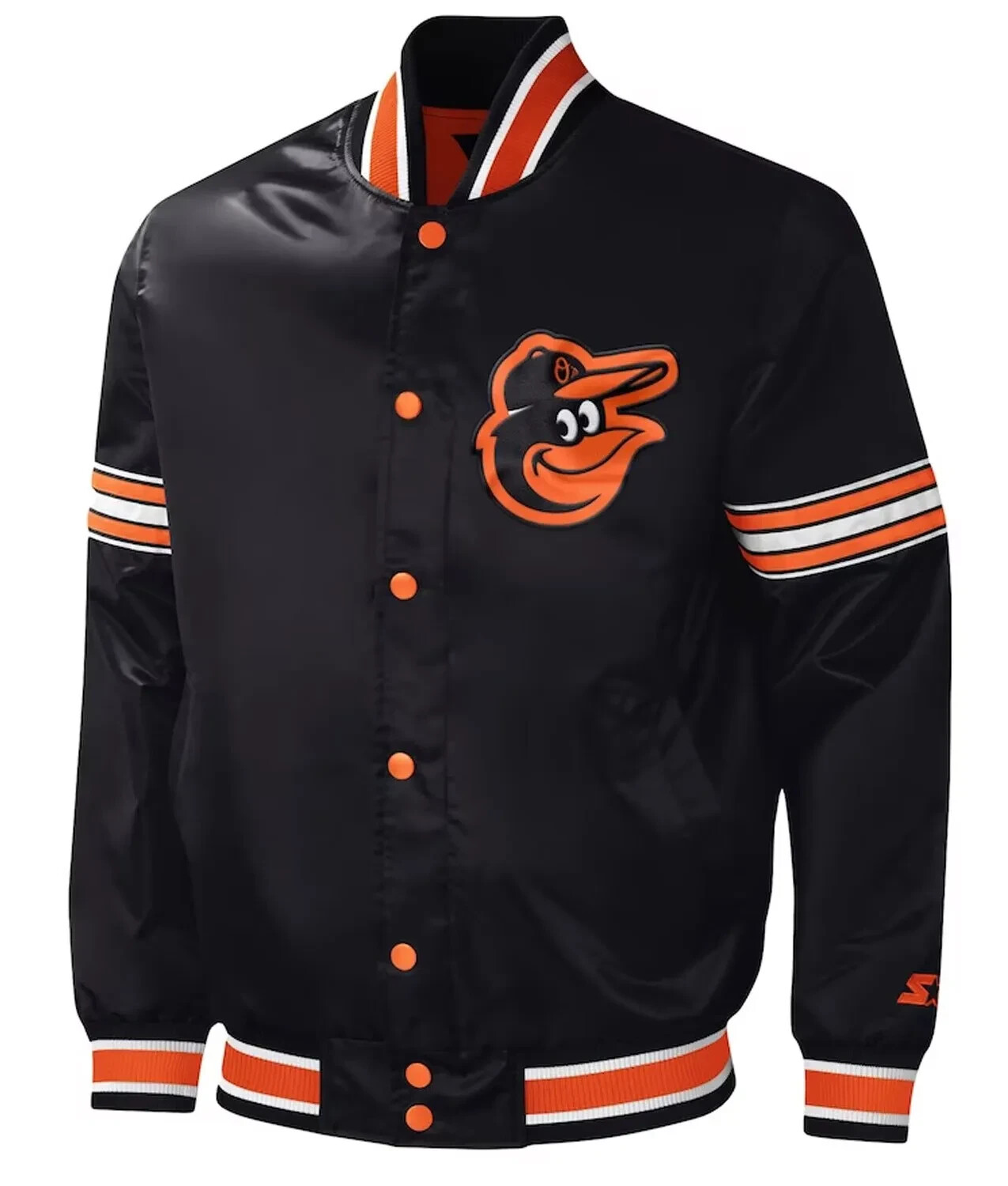 Baltimore Orioles Midfield Black Varsity Satin Jacket FREE SHIPPING