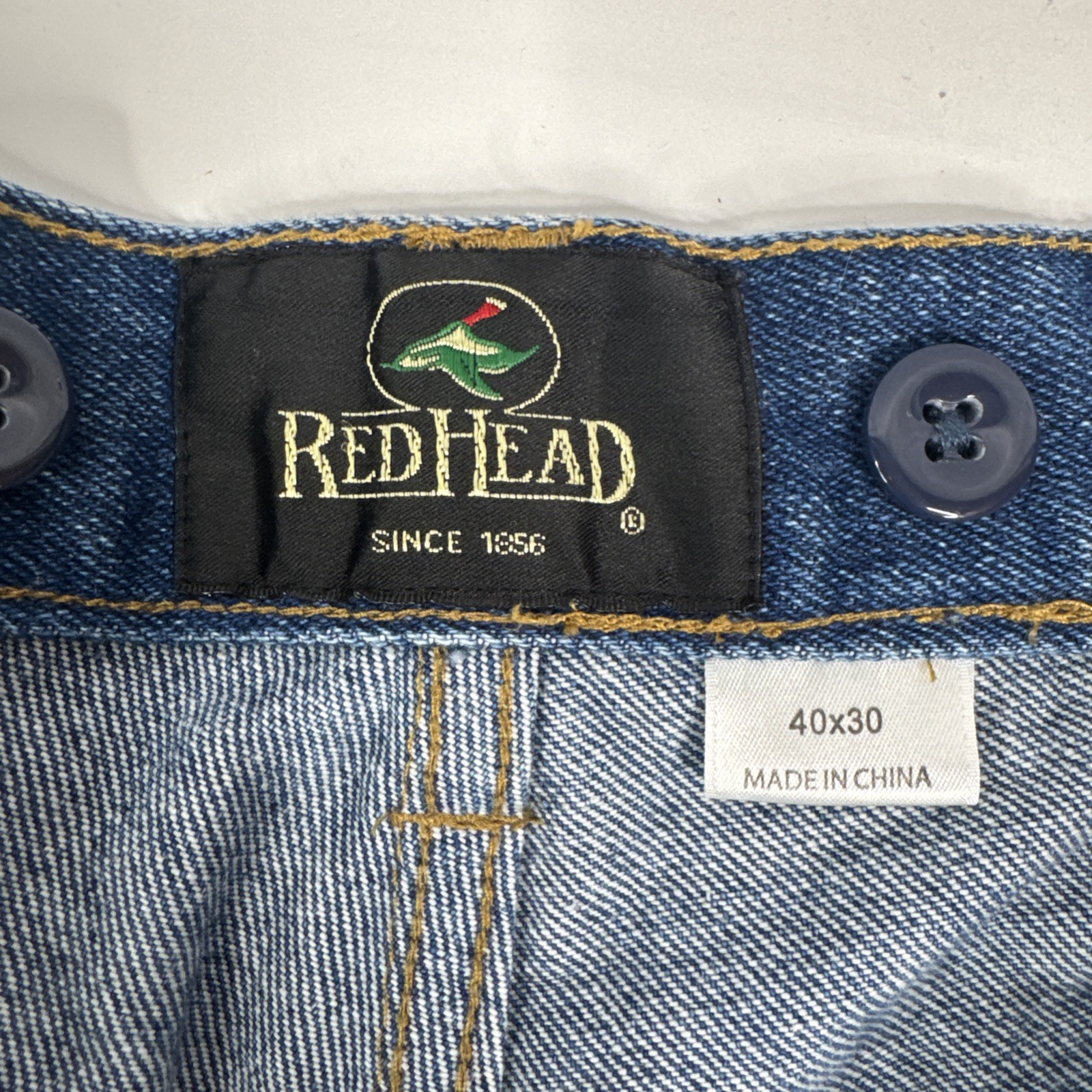 RedHead Pants Mens 40×30 Denim Duck Canvas Reinforcedouble Knee Outdoor Workwear