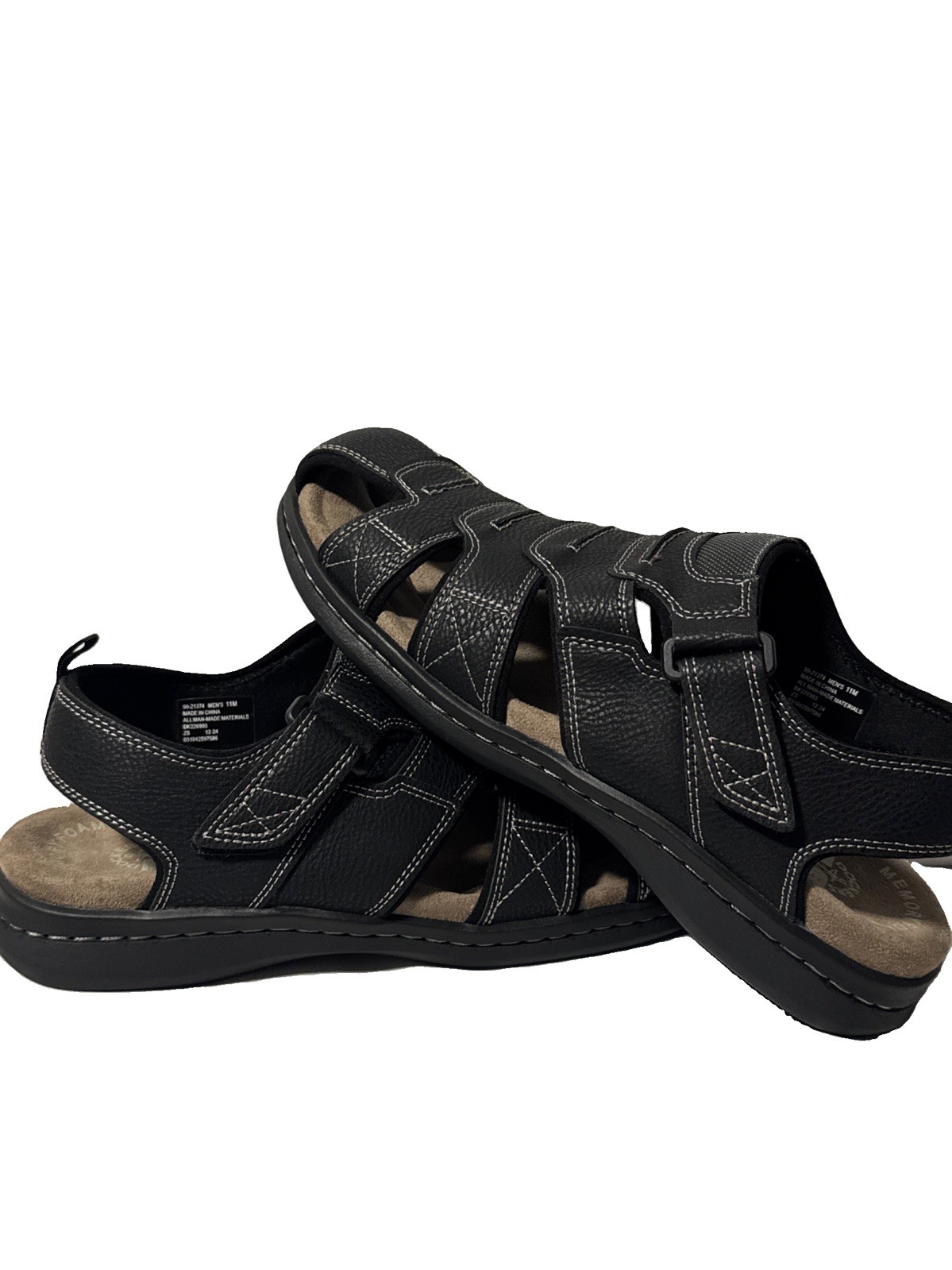 Men’s Dockers SeaRose Black Memory Foam Fusion Footbed Fisherman Sandals Sz 11