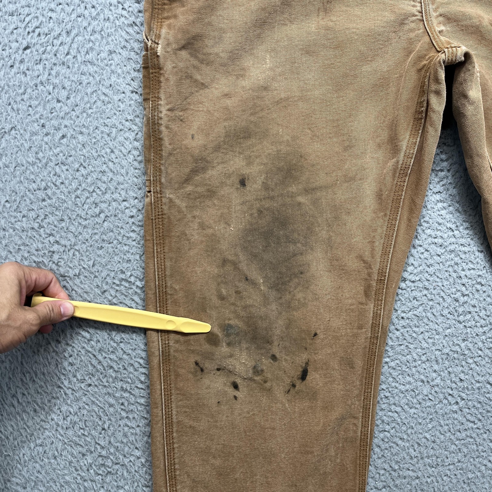 Carhartt FR Dungaree Fit Carpenter Pants Mens 36×30 Brown Canvas FRB229 Work