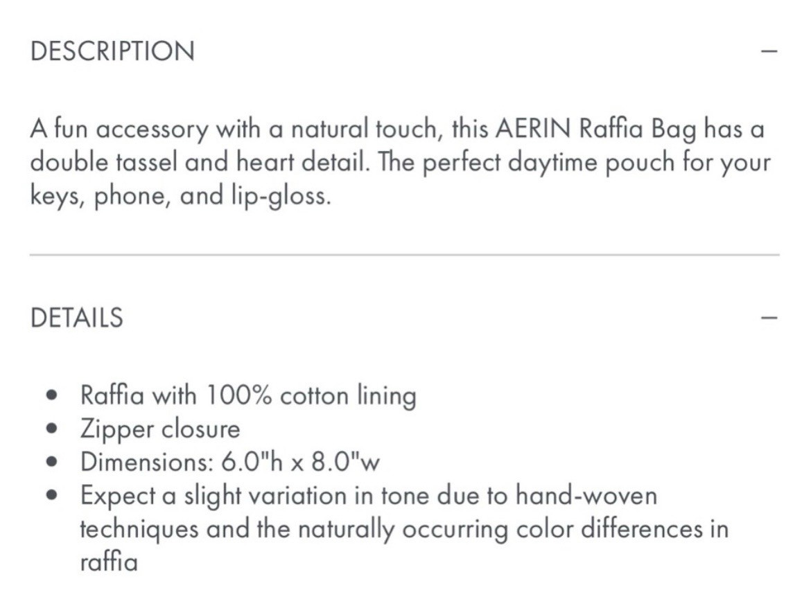 Aerin raffia pouch. NWOT. Measurements in pictures.