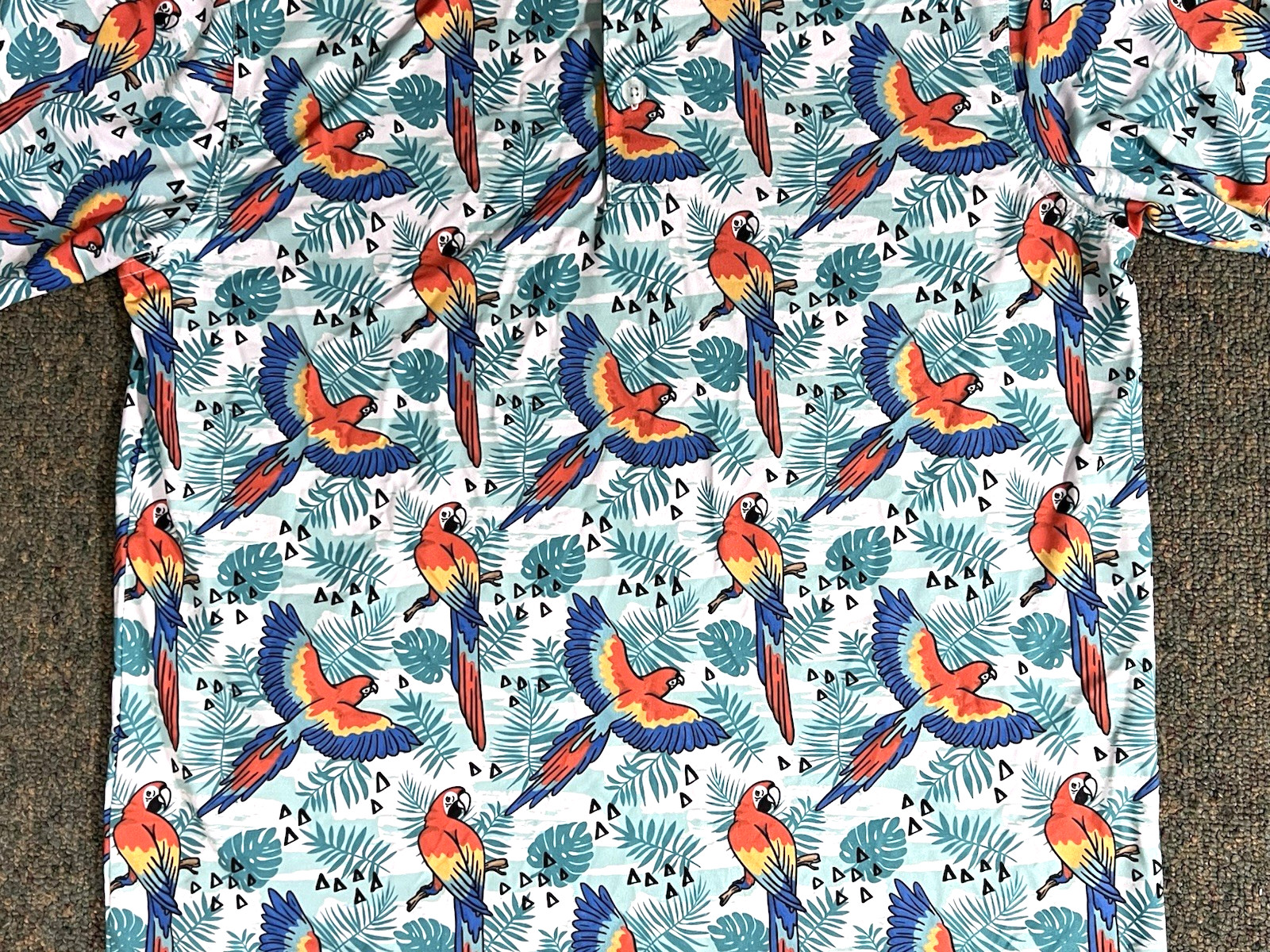 Waggle Golf Polo Shirt Men’s Medium Parrot Floral Tropical Performance Stretch