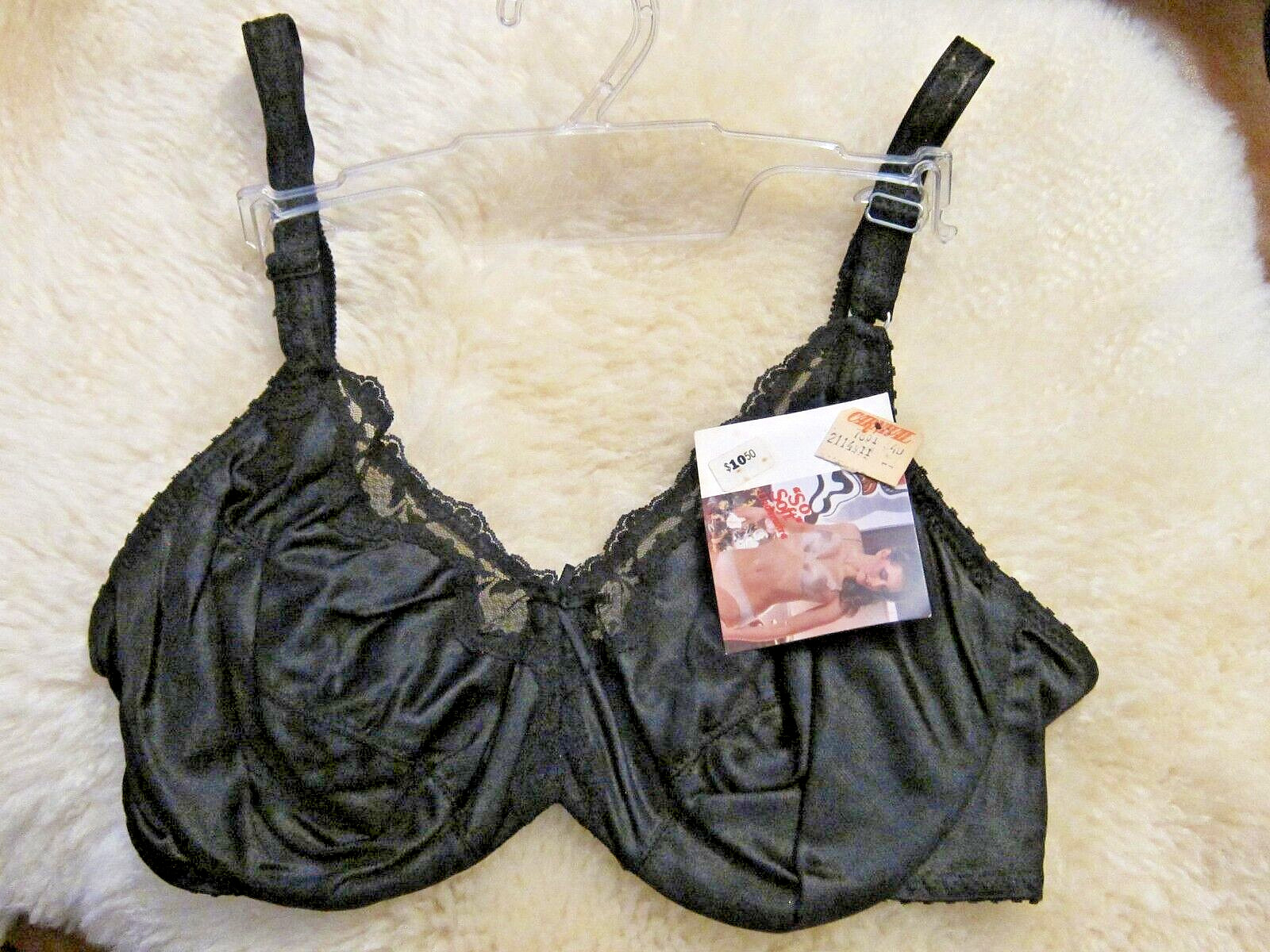 VTG Deadstock Carnival So Soft Black Underwire Unlined Bra 34D Lace/ Bow Accent