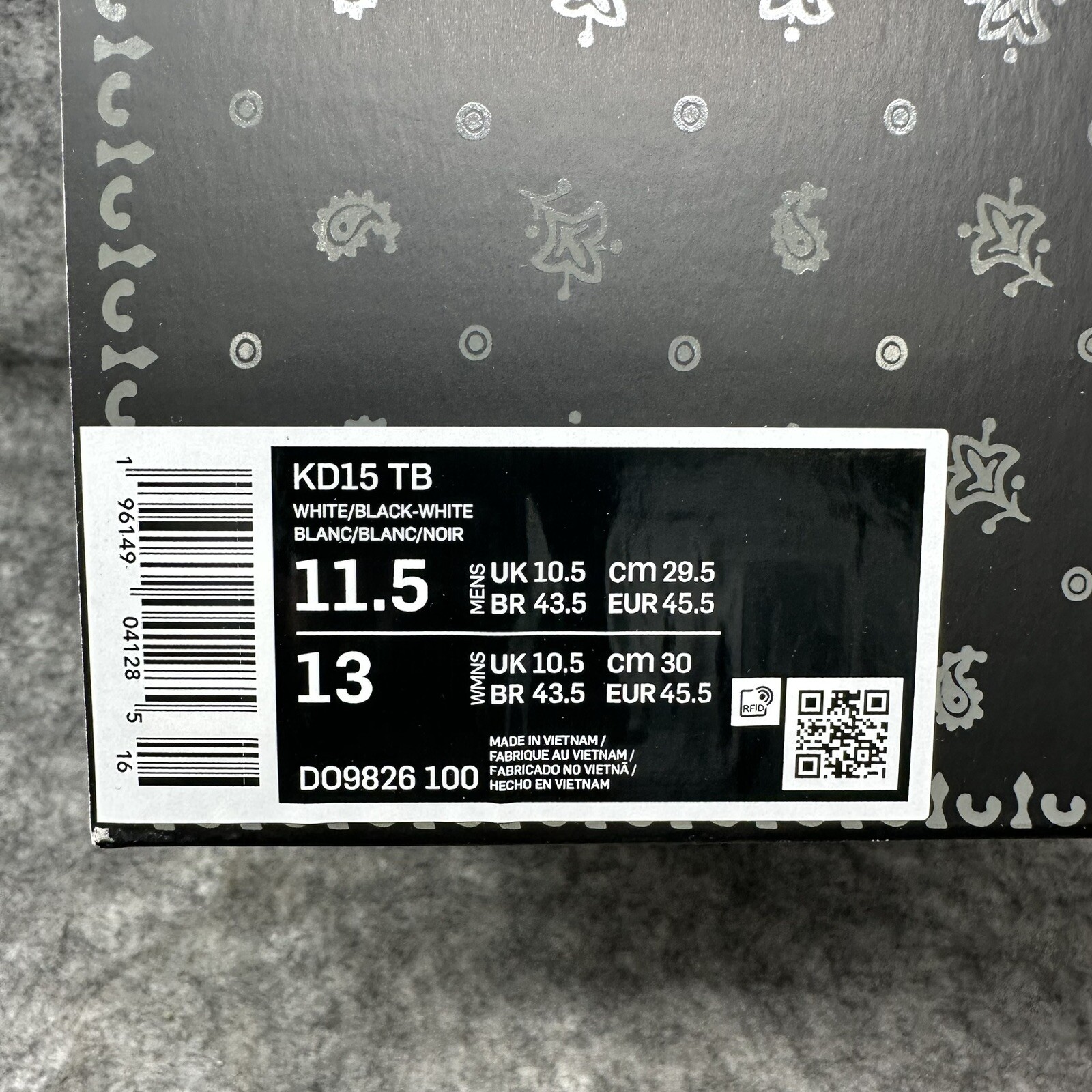 Nike KD 15 Basketball Shoes Mens 11.5 Black White Speckled Oreo DO9826-100