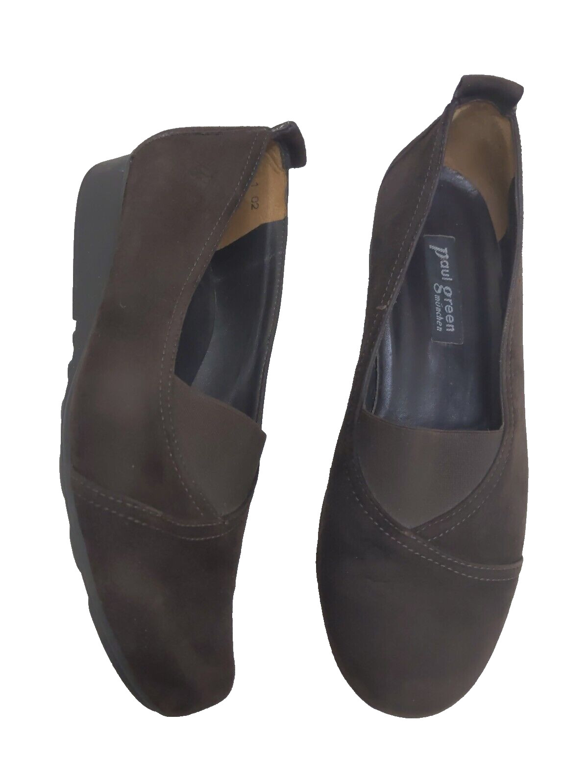 $359 PAUL GREEN 8 US Loafer Shoes Brown Suede Ballet Elastic Gore Flat Slip On