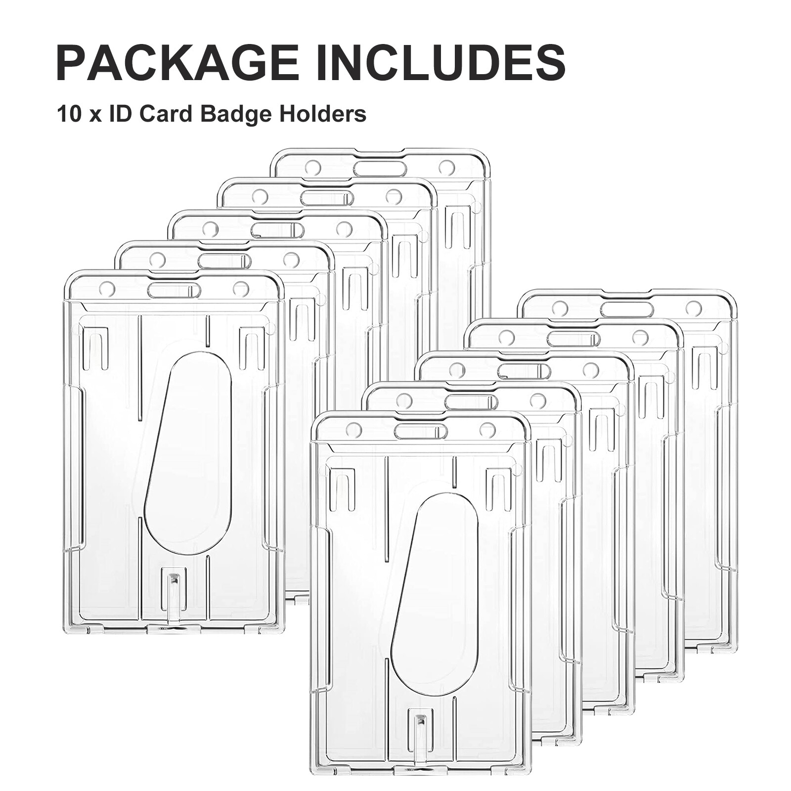 10Pcs Vertical Hard Plastic ID Card Badge Holder Protector for ID Credit Cards