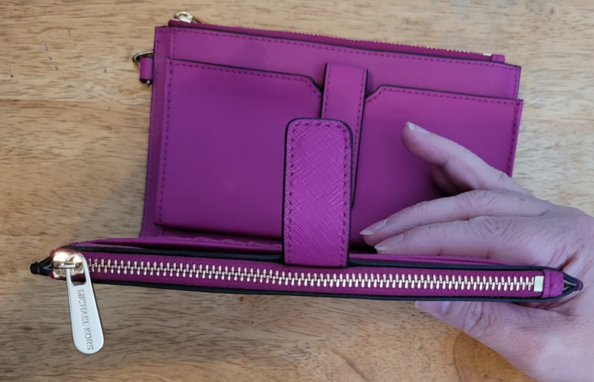 Michael Kors Jet Set Travel Double Zip Wristlet Wallet Fuschia