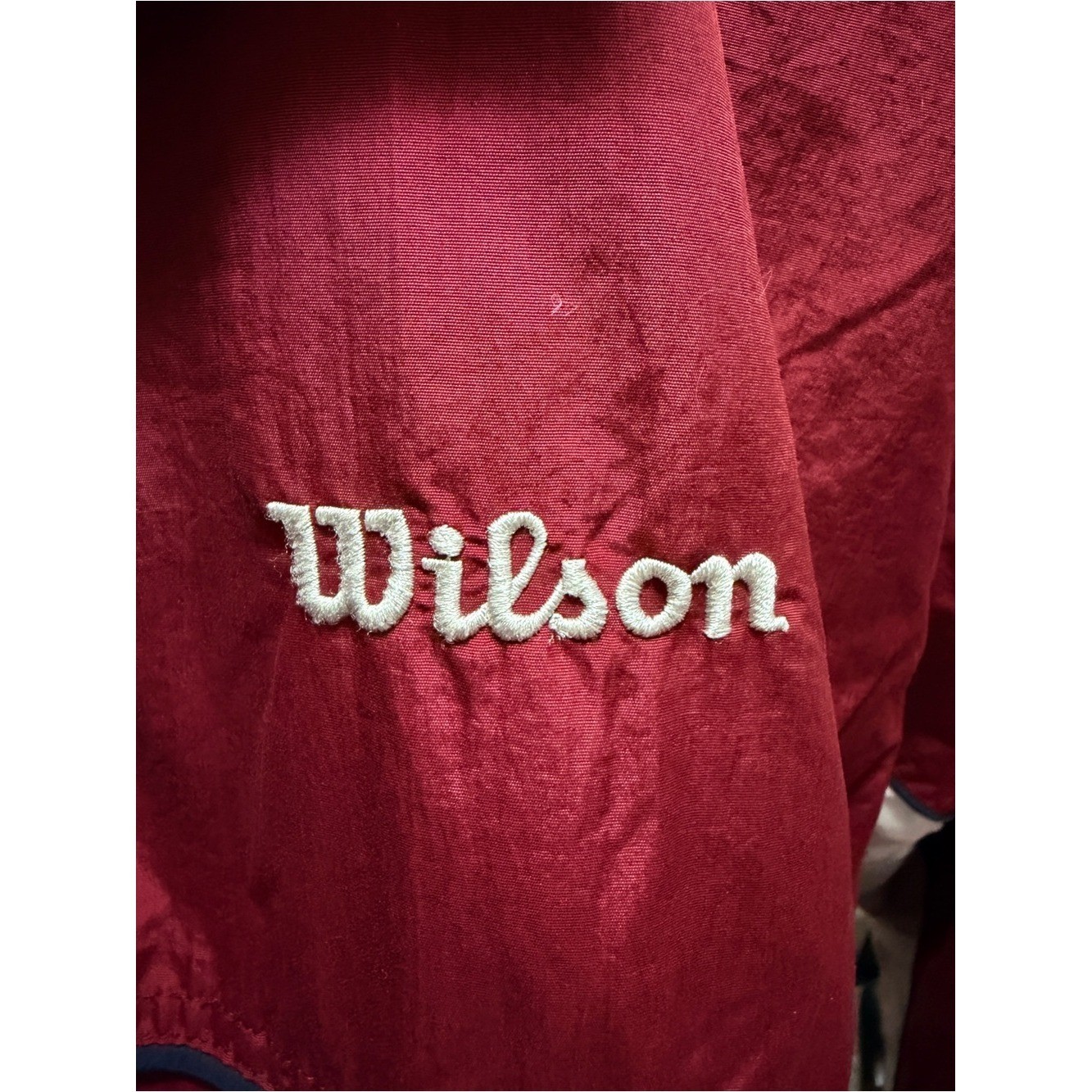 Wilson Y2K Maroon/Red Hooded Jacket with Packable Hood SZ XL