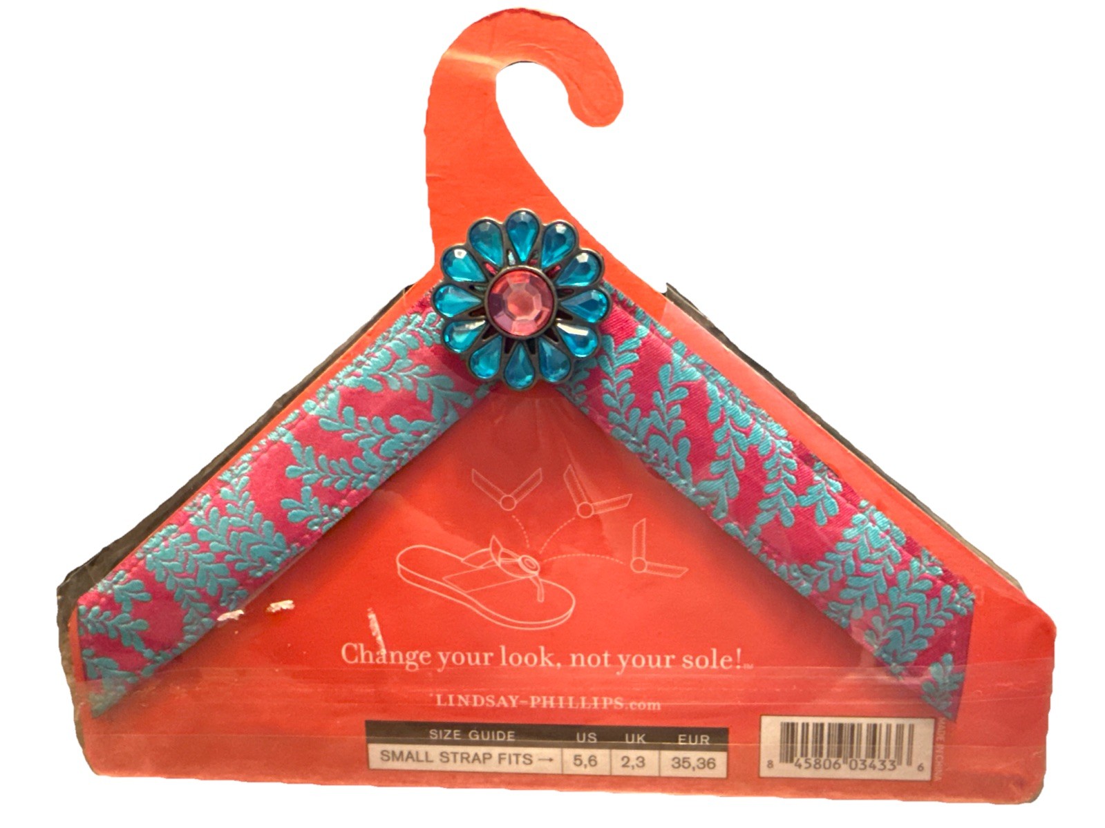 Lindsay Phillips Switchflops Interchangeable Straps Jasmine Pink Blue Sz S NEW