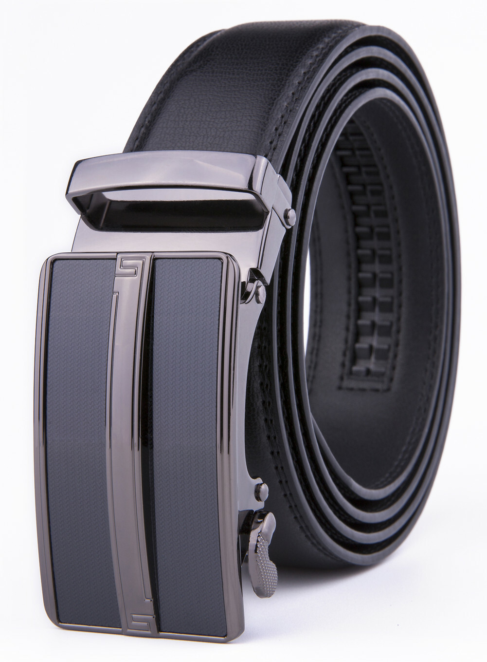 Men’s Leather Slide Ratchet Dress Belts for Men 46inch