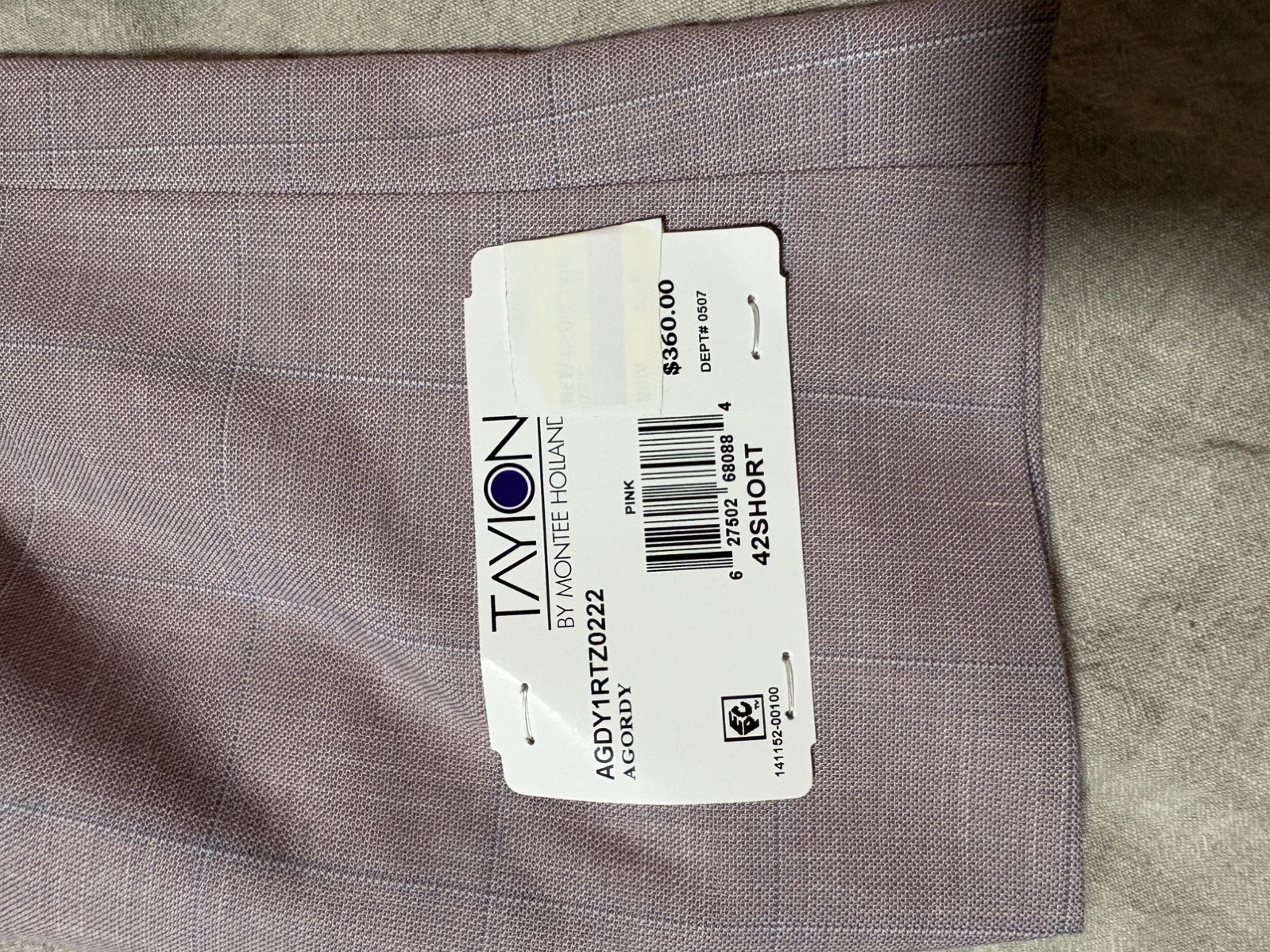 Tayion 42S Mens Regular fit Suit Jacket Blazer Pink Blue Check Plaid New NWT