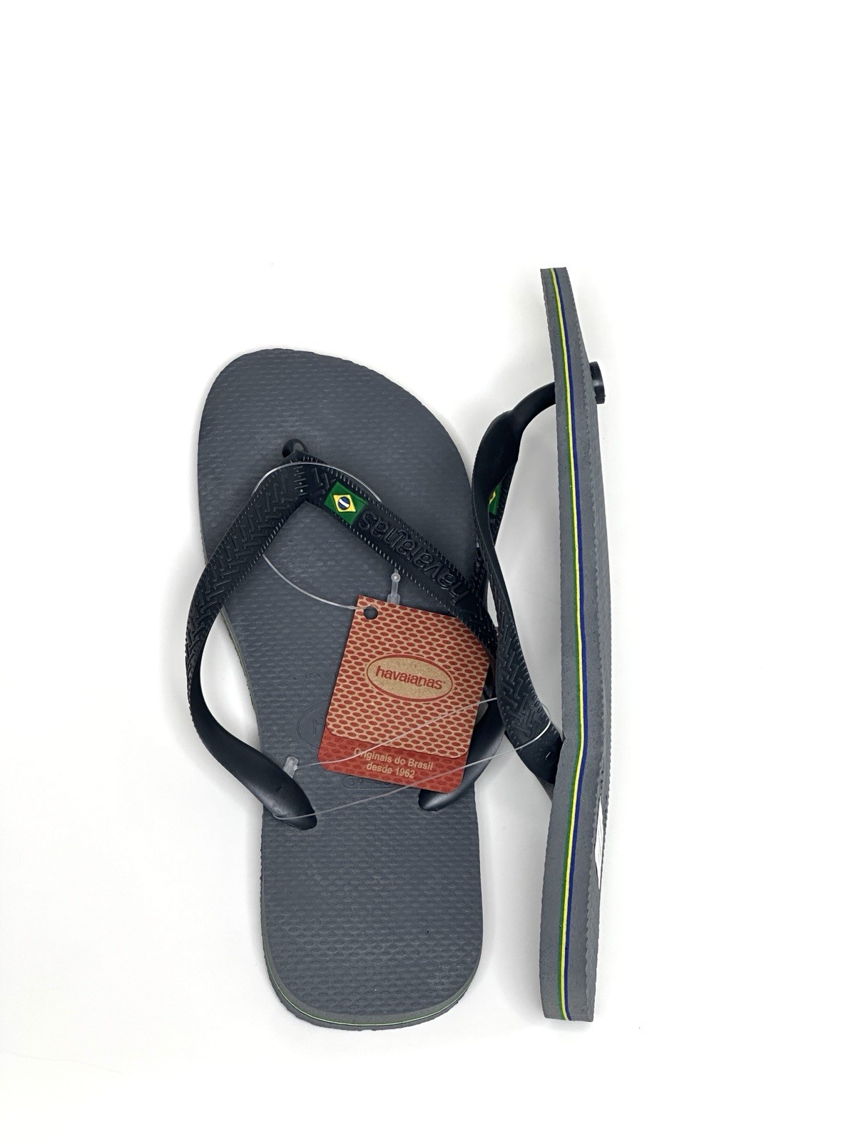 Havaianas Brazil Logo Flip-Flop Sandals Gray Euro 41/42 Womens 9/10