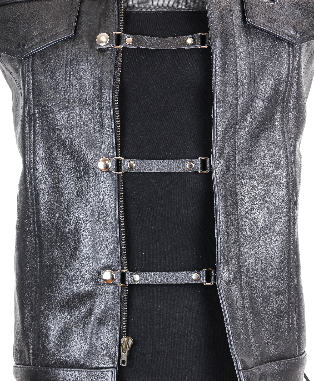 3 Set Black Leather 1/2″ Wide Vest Extender Extension For MC Jacket Bikers Vest