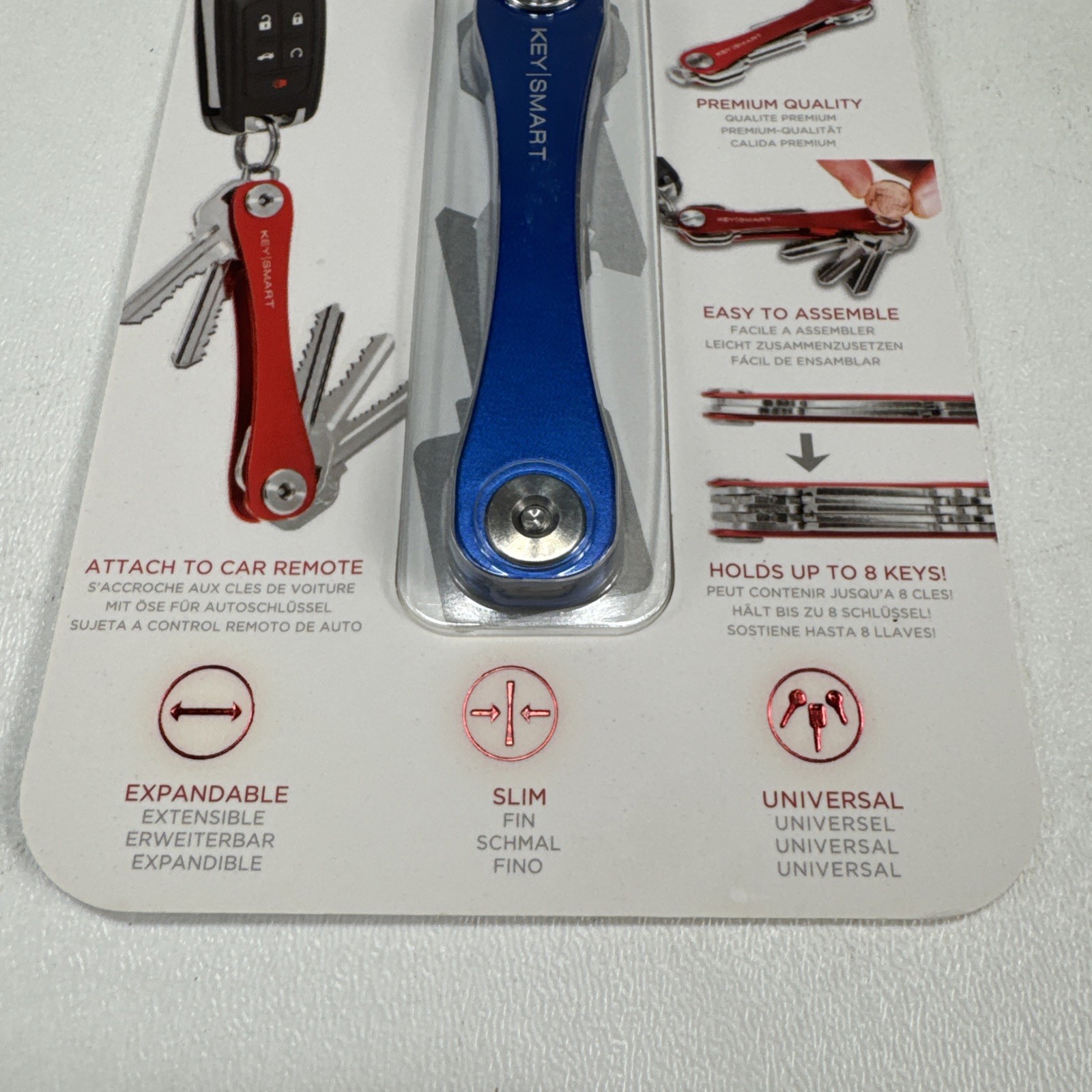 KeySmart Compact Key Holder Blue Aluminum Organizer Holds 8 Keys New Sealed