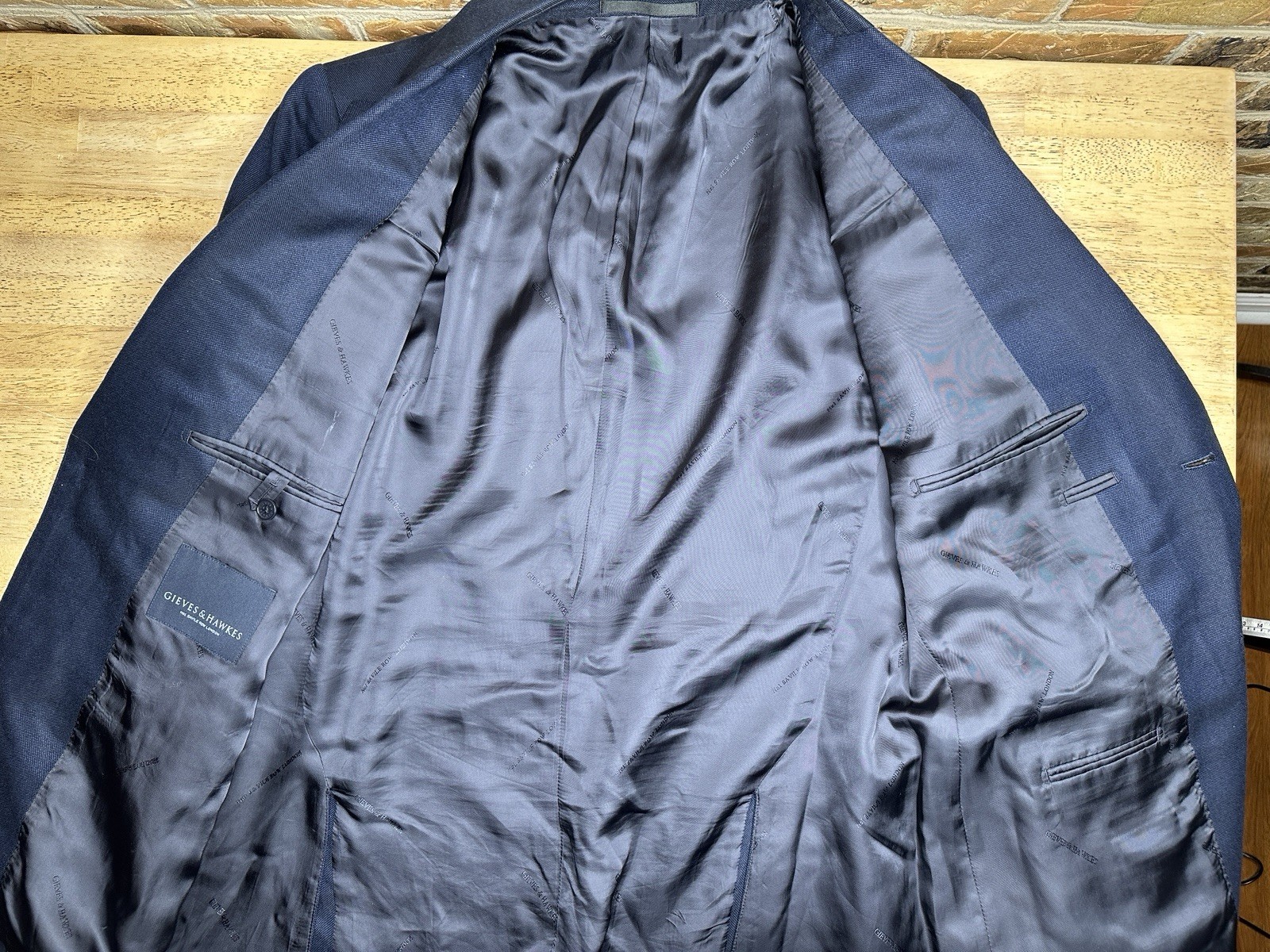 Gieves & Hawkes Savile Row 100% Bamboo Blazer Navy 56R US 46R Cupro Lined 1771