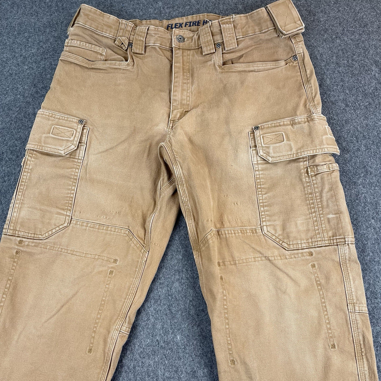Duluth Flex Fire Hose Ultimate Relaxed Fit Cargo Work Pants Mens 36×34 Brown Tan