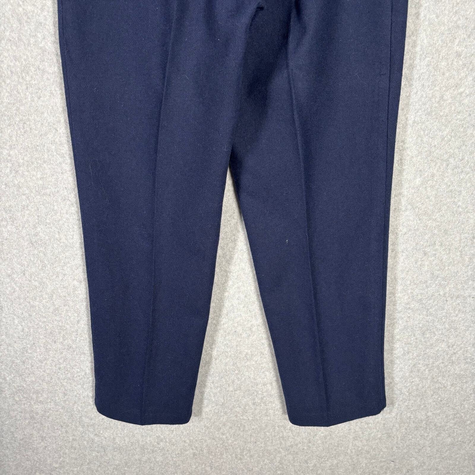 Vintage Pleated Wool High Rise Pants Womens 11 12 Navy Trousers Lined Slacks