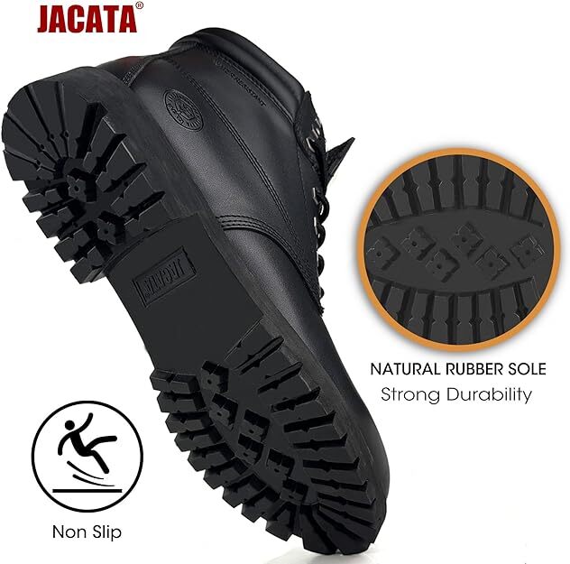 Jacata Men’s Winter Snow Work Boots Shoes 6″ Premium Waterproof Leather 8601