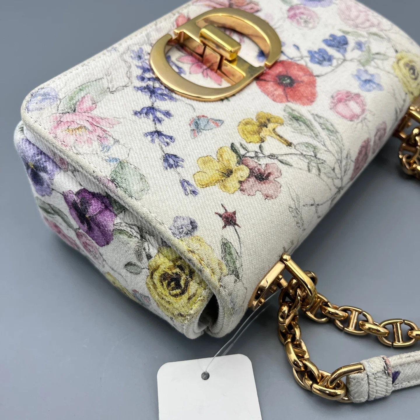 Dior Print Small Caro Bag White Yellow Red Blue Green Canvas (ym051726b6r)