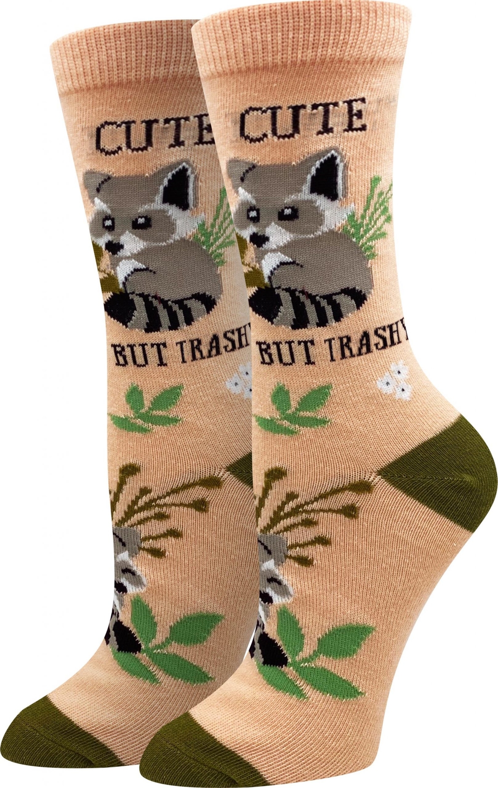 Trashy But Cute Women’s Crew Socks Size 9-11 Sock Harbor Raccoon Fashion New