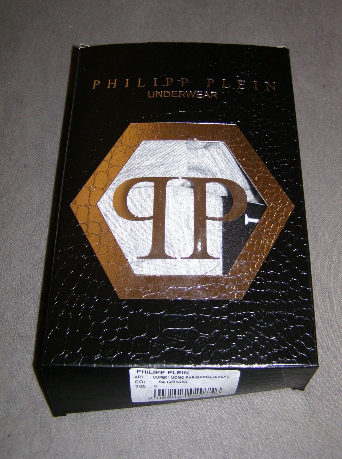 PHILIPP PLEIN Exclusive Luxury Underwear, 2 Pack Skull, GREY, Size S – NEW