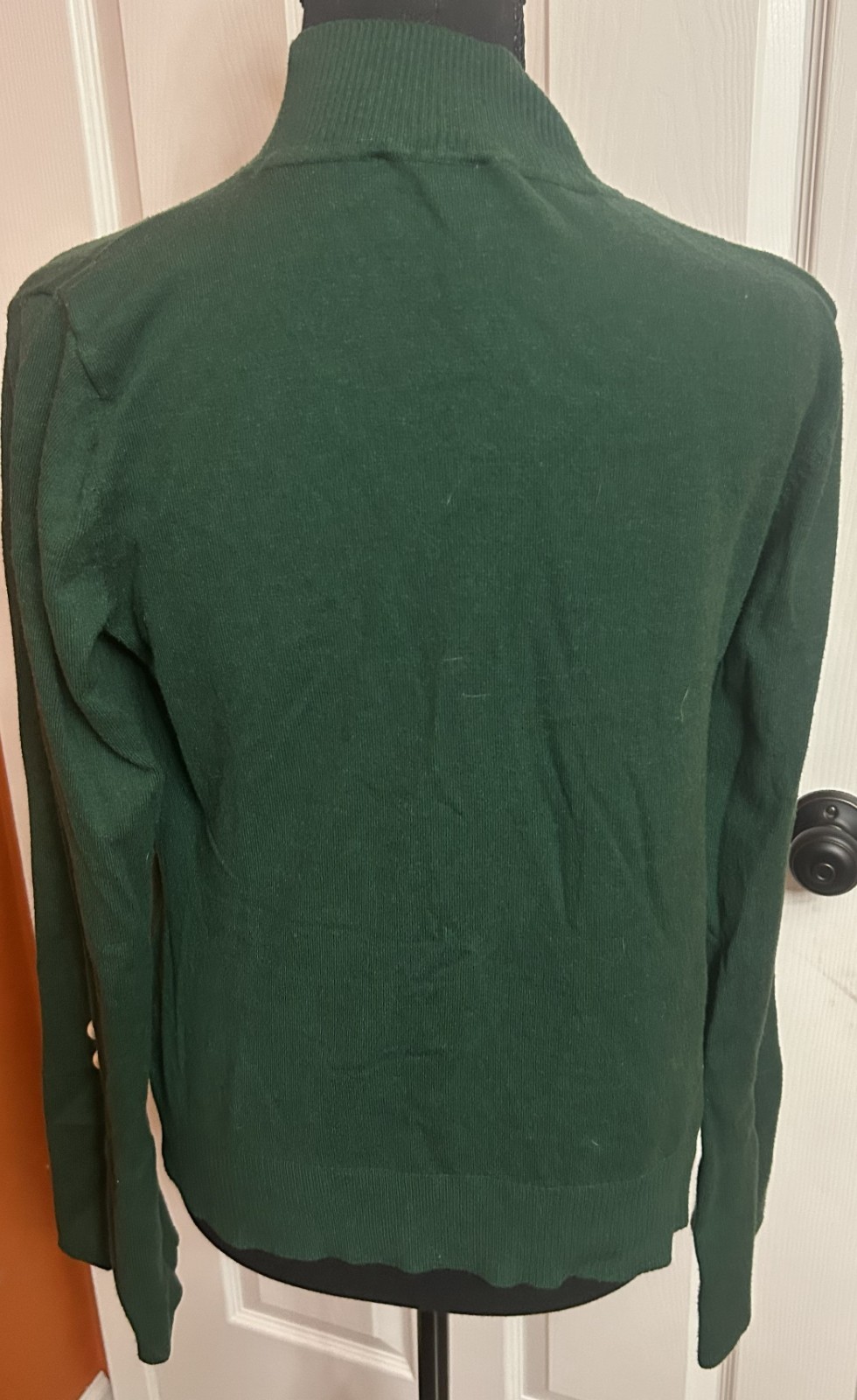 CeCe green medium mock turtleneck sweater with pearl embellished bell sleeves