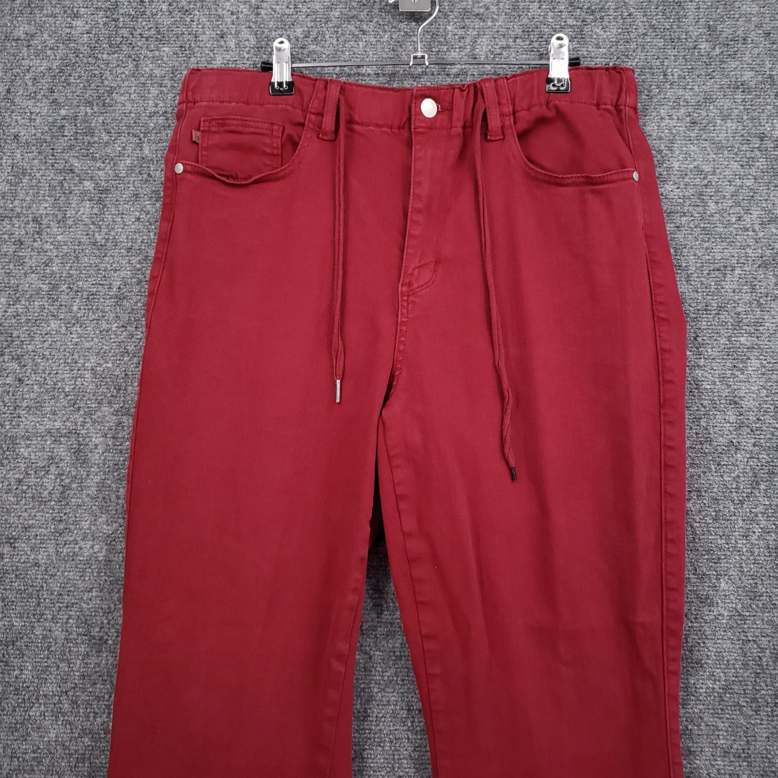 Judy Blue Scarlet Double Cuff Jogger Pants Womens 13×31 Red Garment Dyed Slim