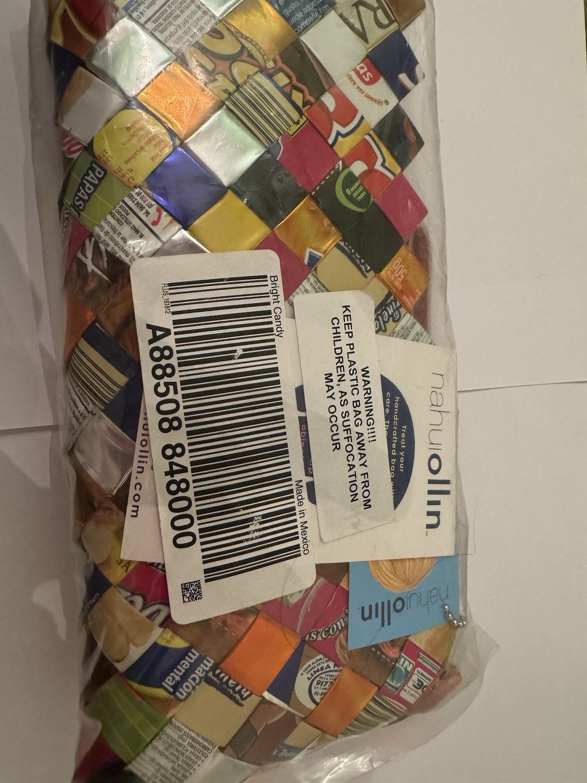 NEW Nahui Ollin Candy Wrapper Purse Woven Recycled EcoBag NWT New Y2K Retro