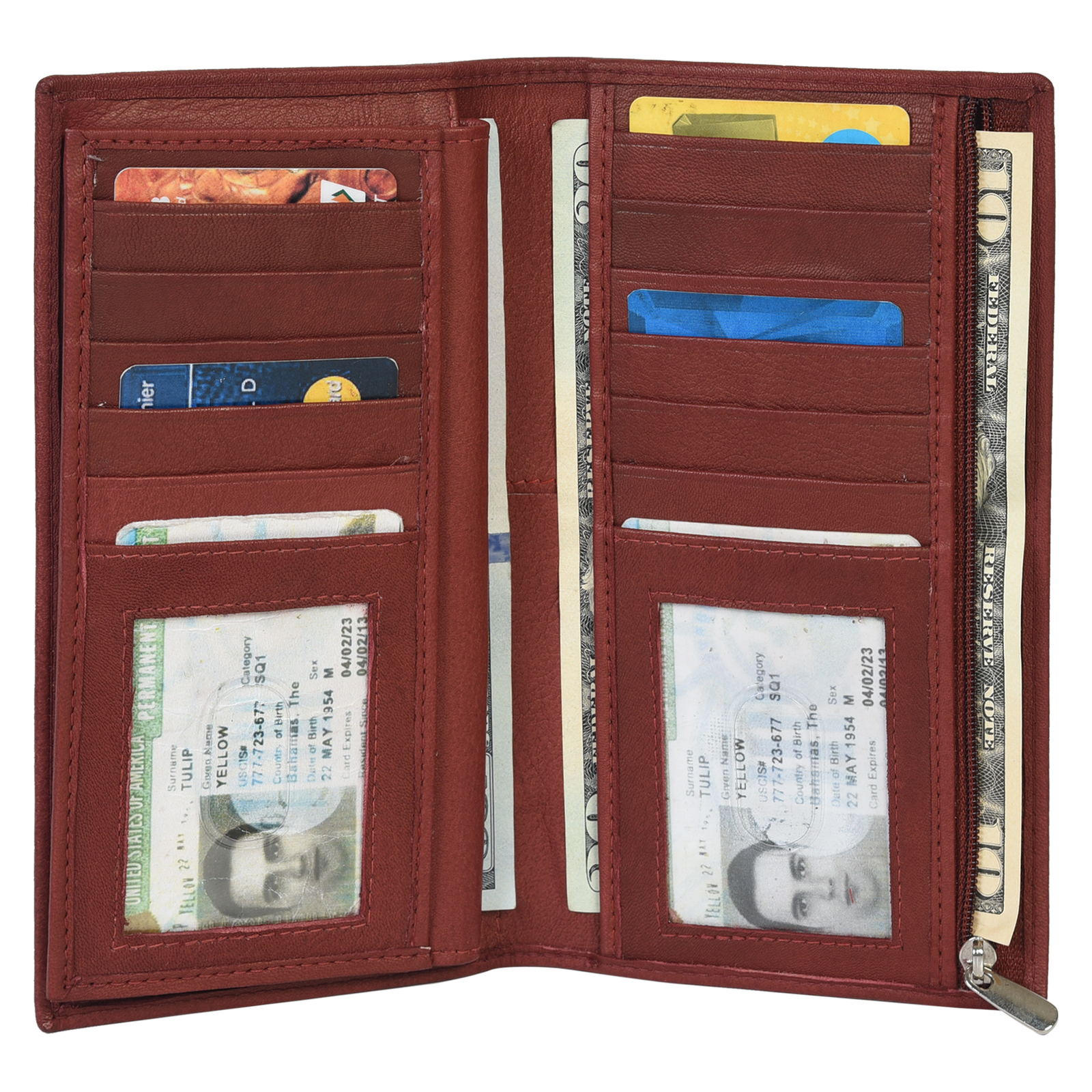 Leatherboss Genuine Leather Checkbook Cover Wallet with Credit Card Holder