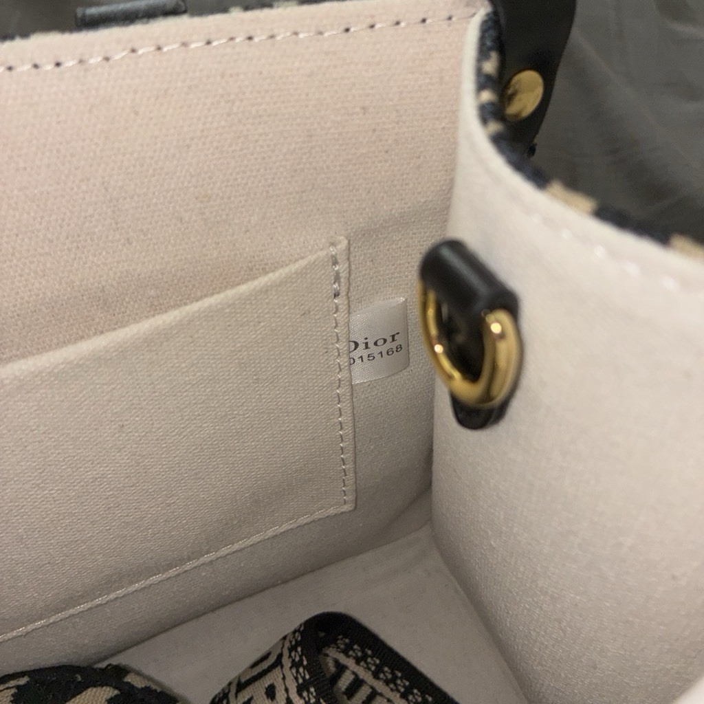 Dior Black/Beige Logo Crossbody Bag Zip Gold Hardware Strap Dust Bag Box