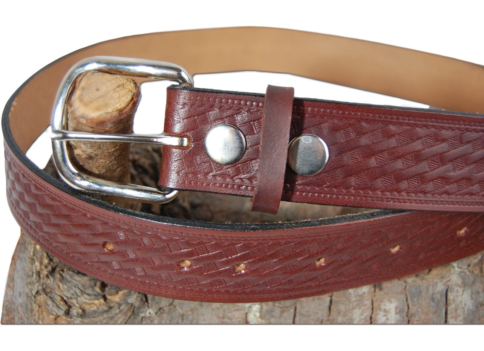 New Barsony 1 3/4″ (1.75″) Basketweave Leather Belts for Sizes 47″ – 53″