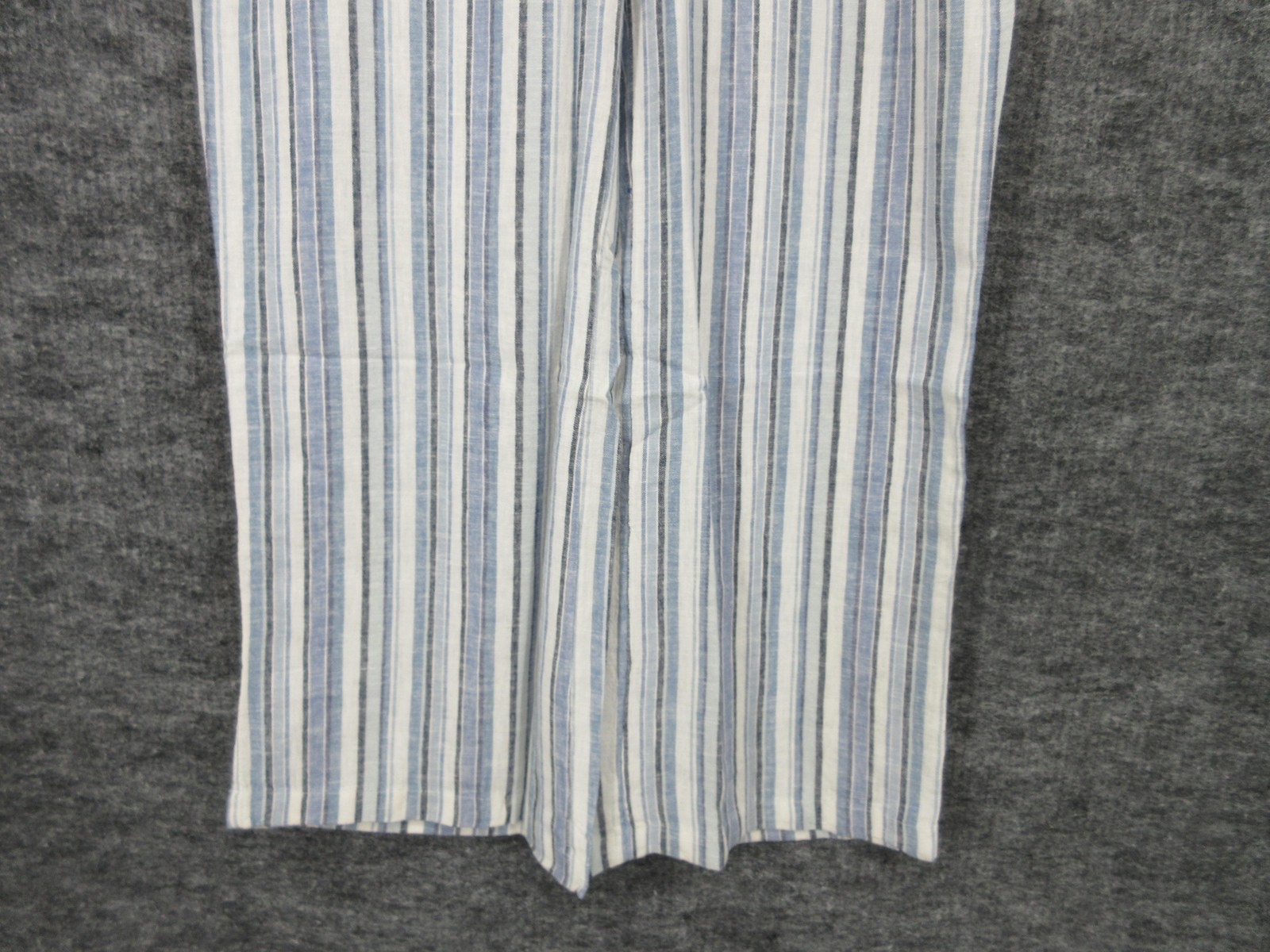 Naturals D&Co Pants Womens M Blue Stripe Linen Blend Paperbag Wide Leg Casual