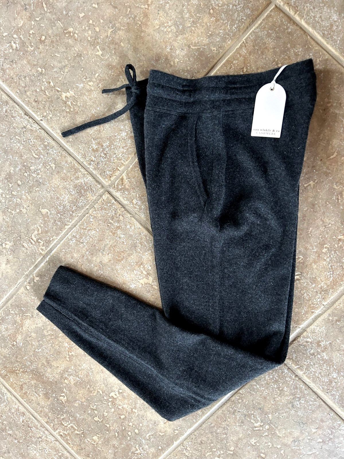 Van Winkle & Co Cashmere Drawstring Tie Lounge Pants Sz M Charcoal $138 NWT