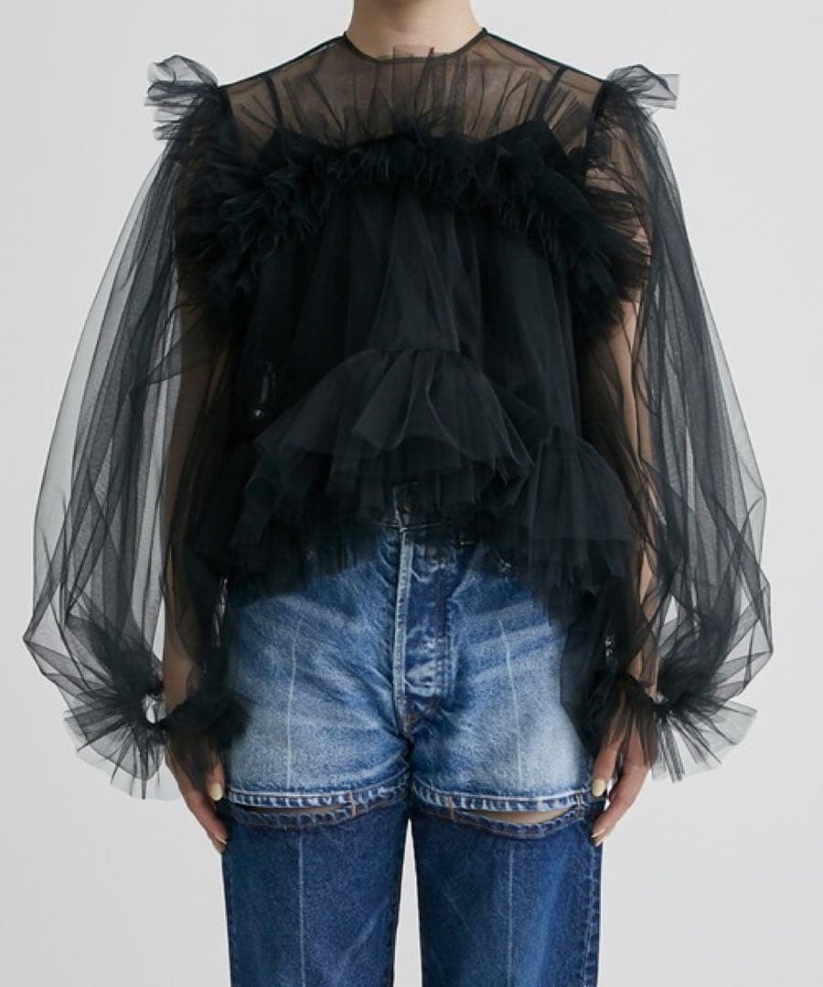 VIVIANO Layered Tulle Blouse Top Size M Studious Limited Edition