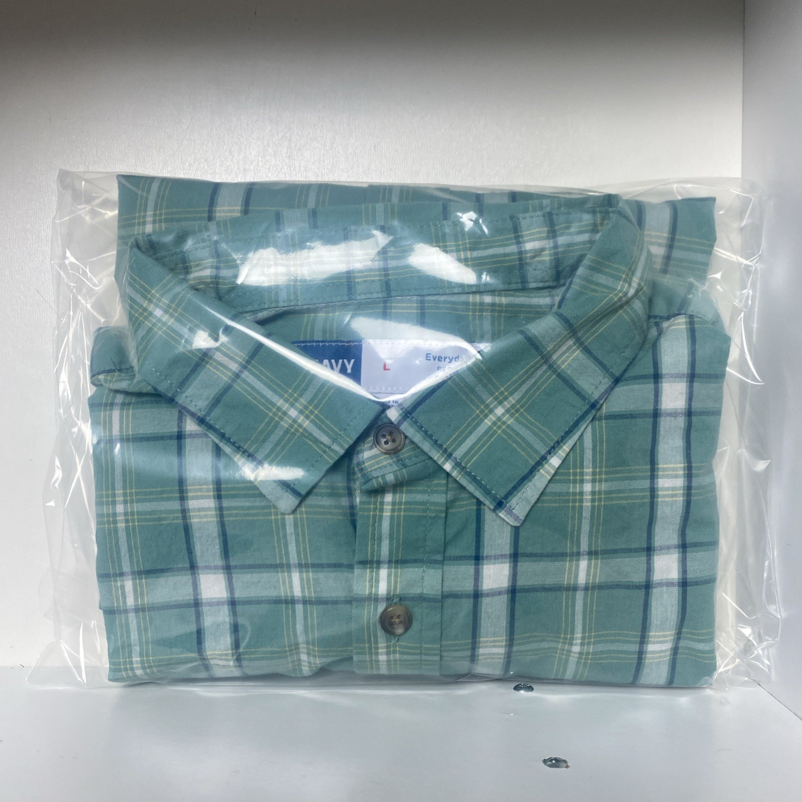Old Navy Everyday Shirt Built-In Flex Plaid Button Down Shirt Mens Regular Sz L