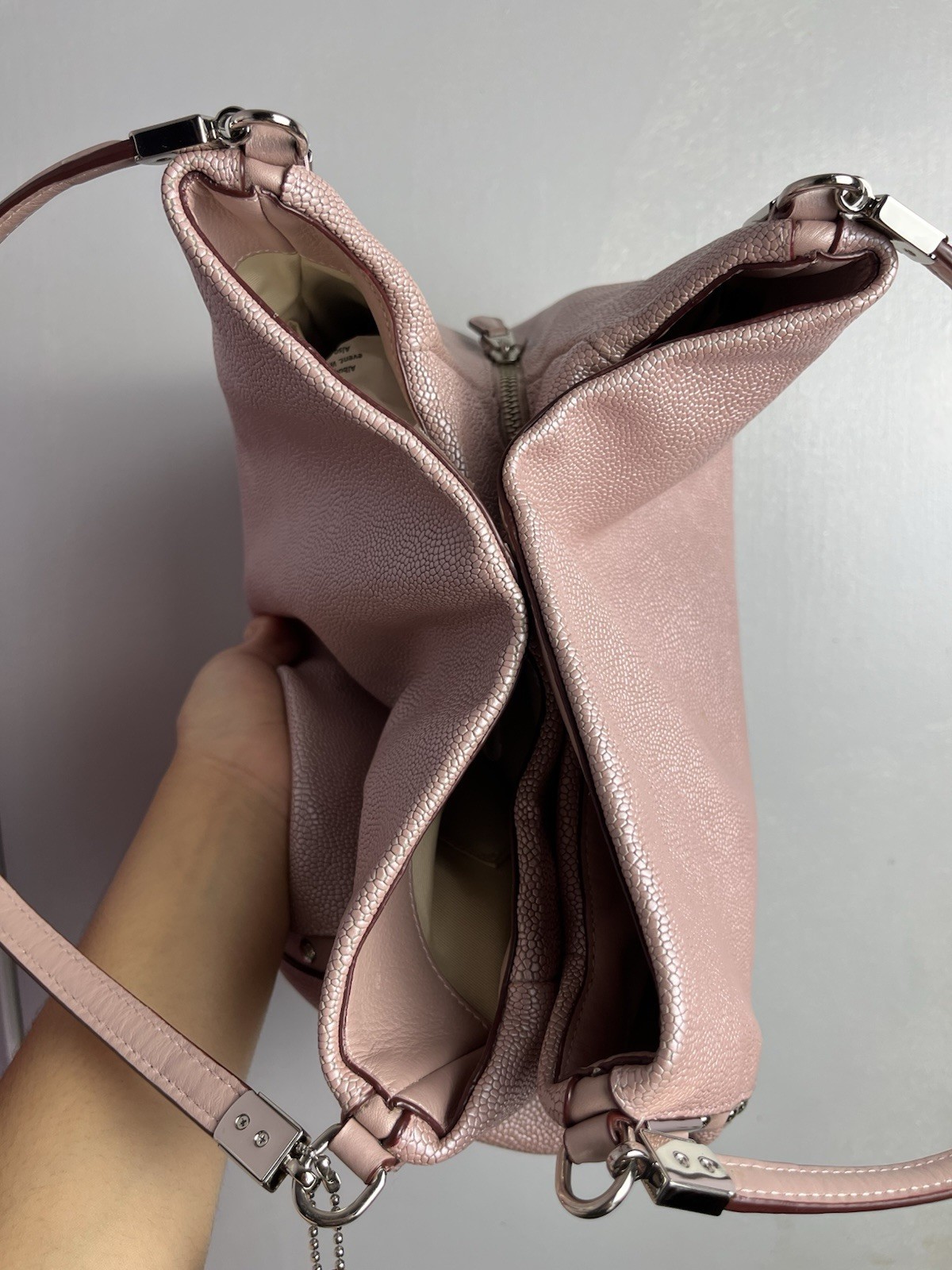Coach F35211 Phoebe Madison Studded Caviar Pink Leather Shoulder Bag Tuberose