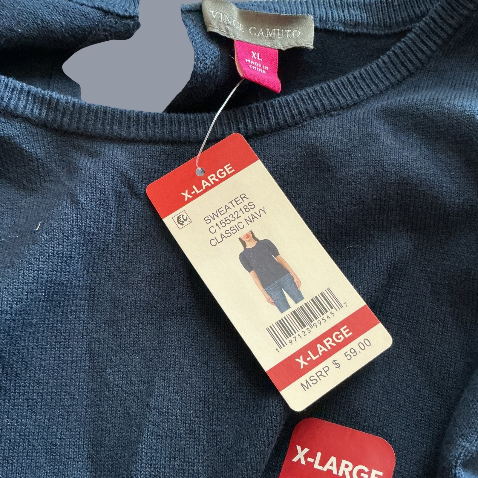 Vince Camuto Classic Navy Sweater, Size XL, New with Tags