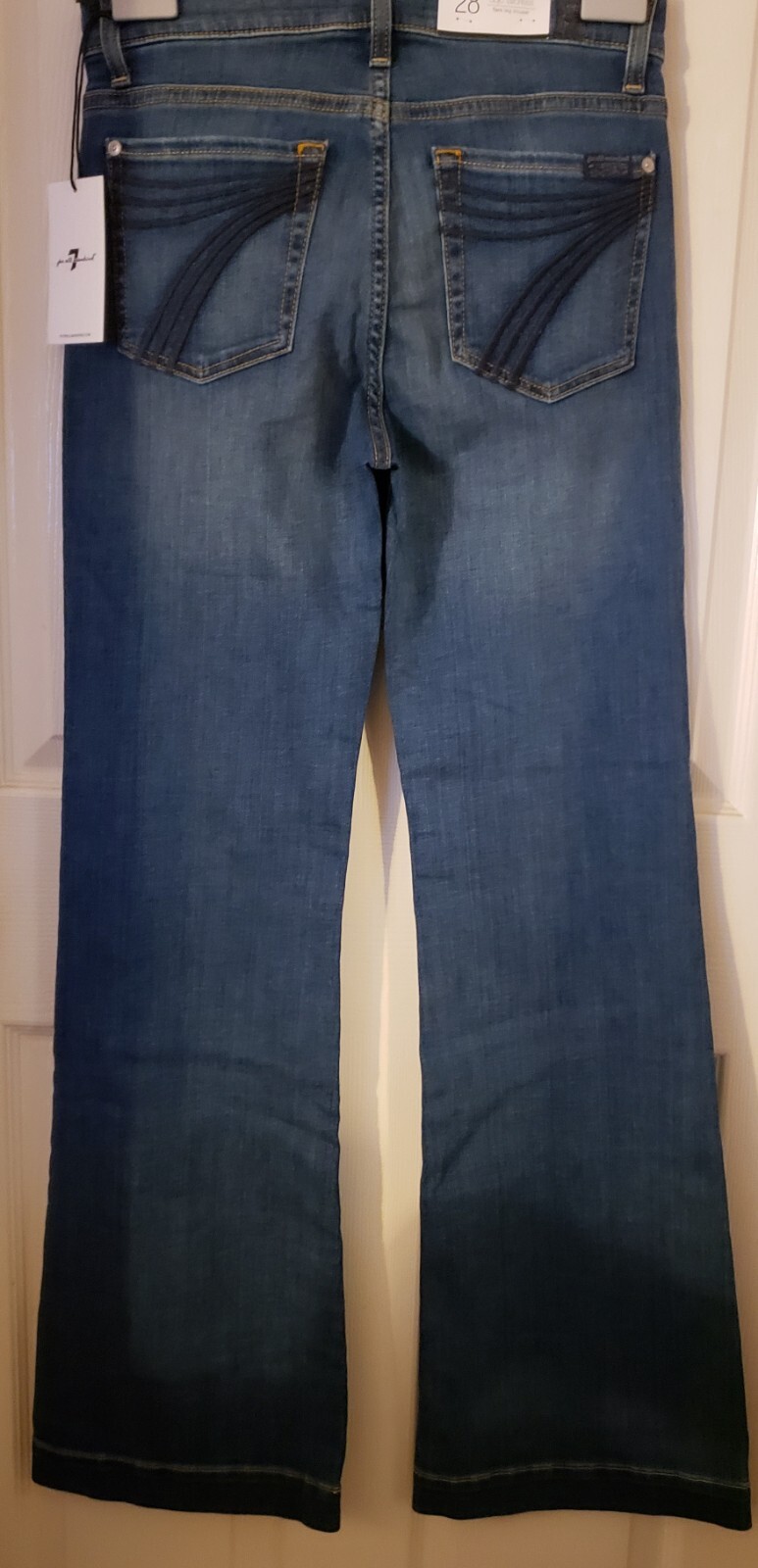 7 for all mankind Dojo Tailorless Flare Leg Trouser jeans Blue 28 NWT