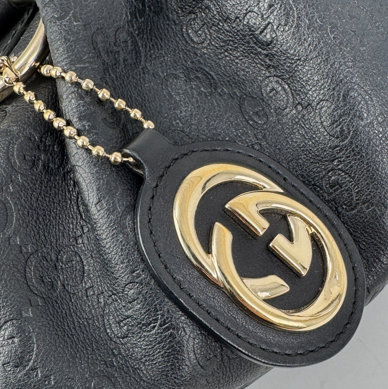 GUCCI Sukey Shoulder Bag Leather Black