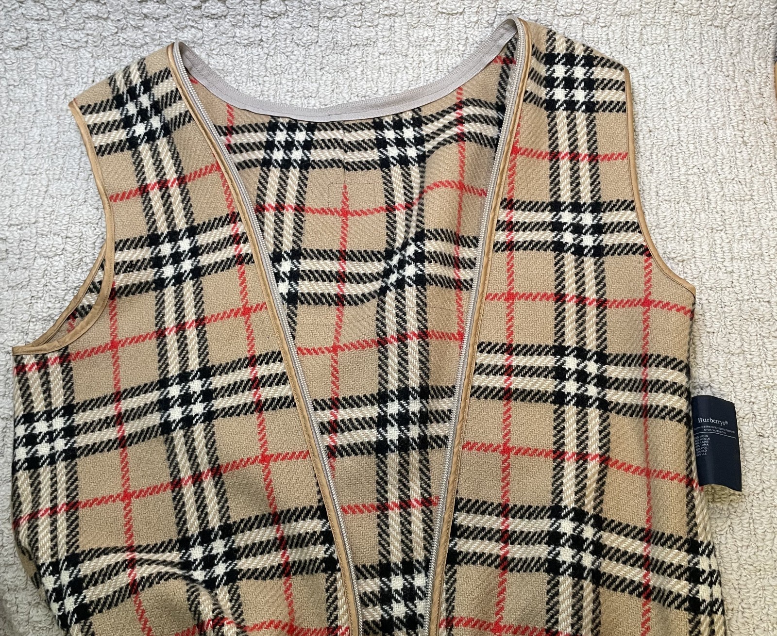 VTG Burberry’s Nova Check Trench Coat Lining + Collar ONLY S M L Wool Zip In Out
