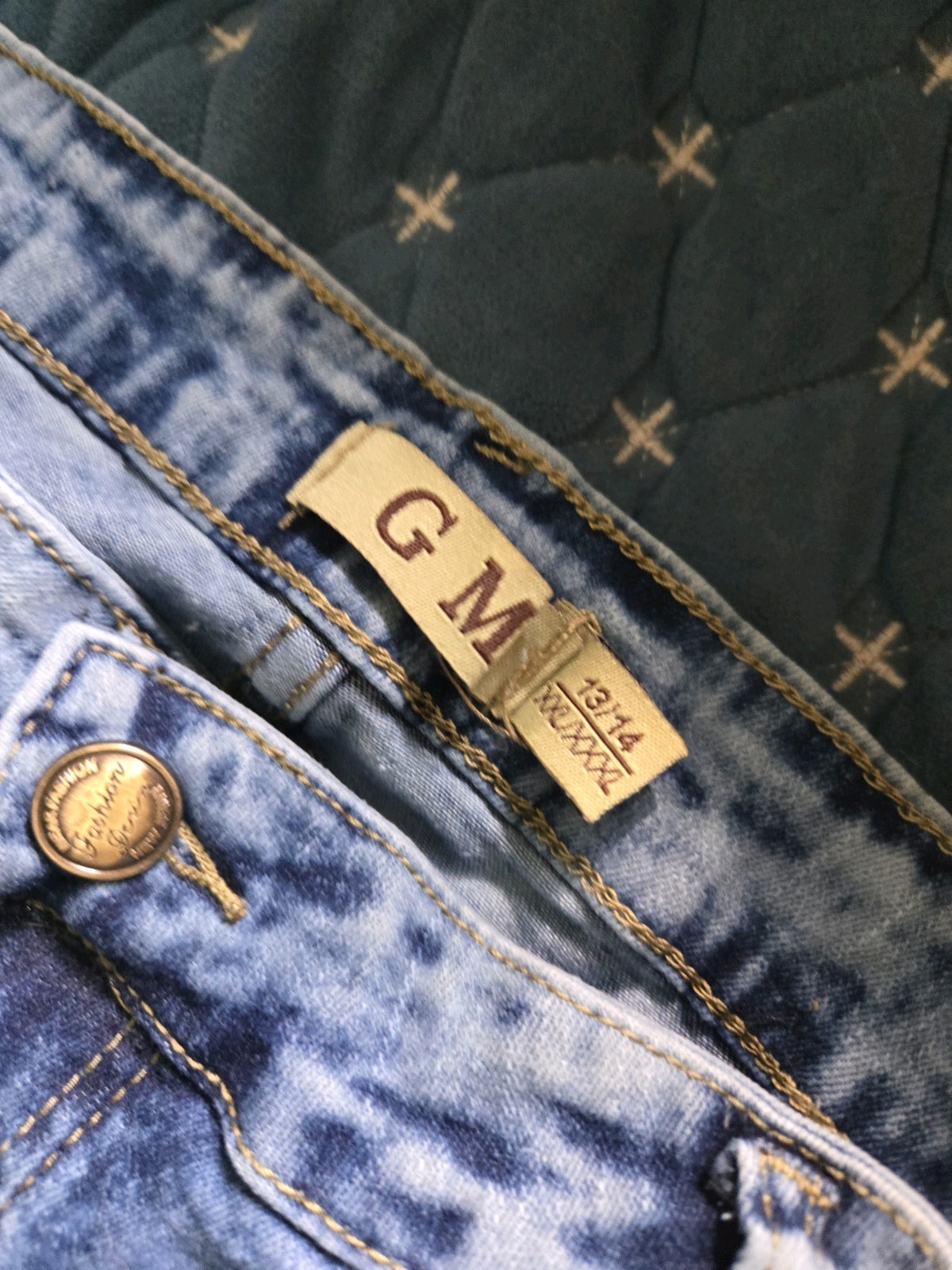 GM Women’s Light Wash Blue Denim Distressed Skinny Jeans Mid Rise 13/14