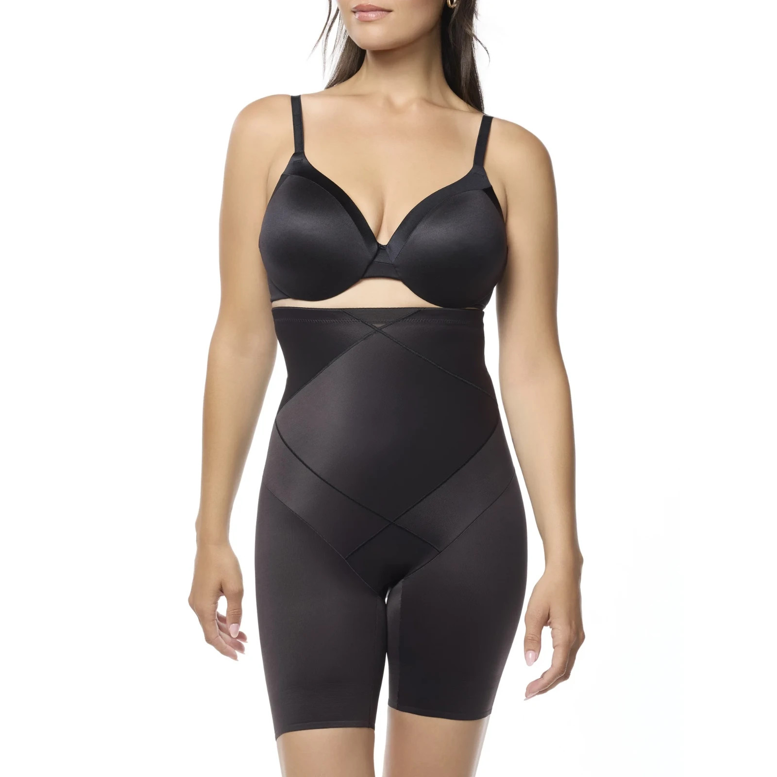 Cupid Extra Firm Control Hi Waist Thigh Slimmer, Tummy Tuck Black