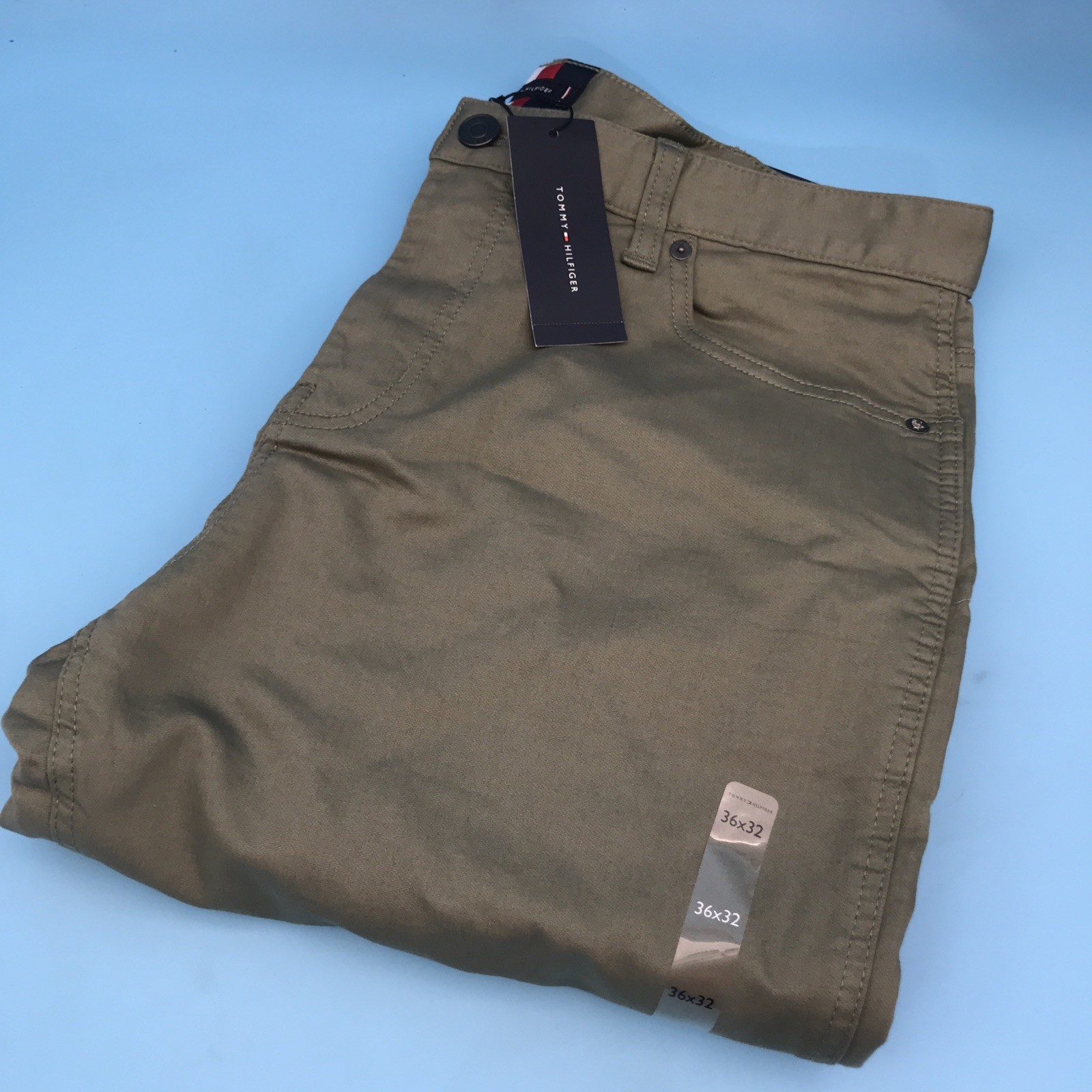 Tommy Hilfiger Mens Th Flex Chino Pants Olive Size 36×32 Brand New